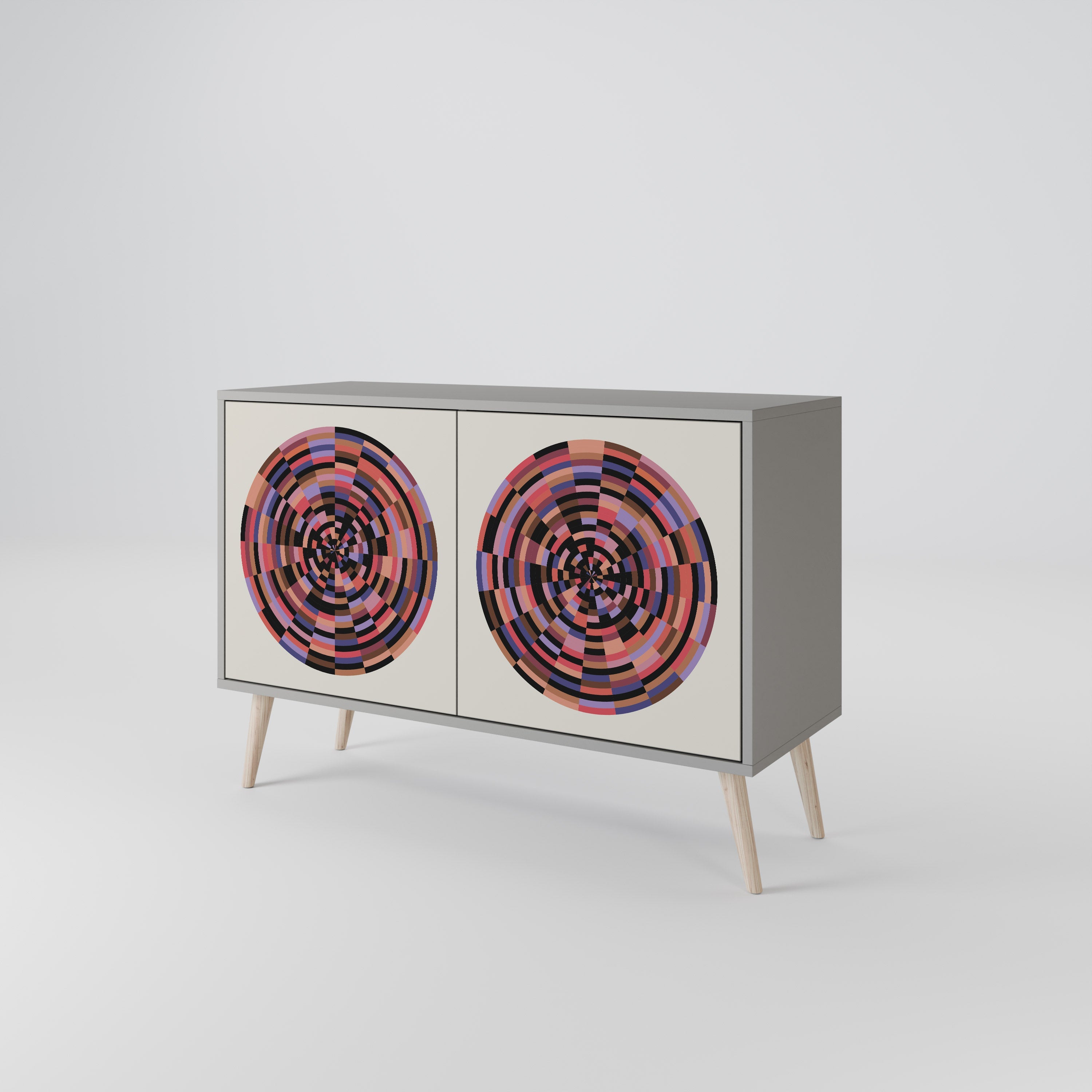 Μπουφές 2 θυρών BROWN CIRCLES σε γκρι φινίρισμα