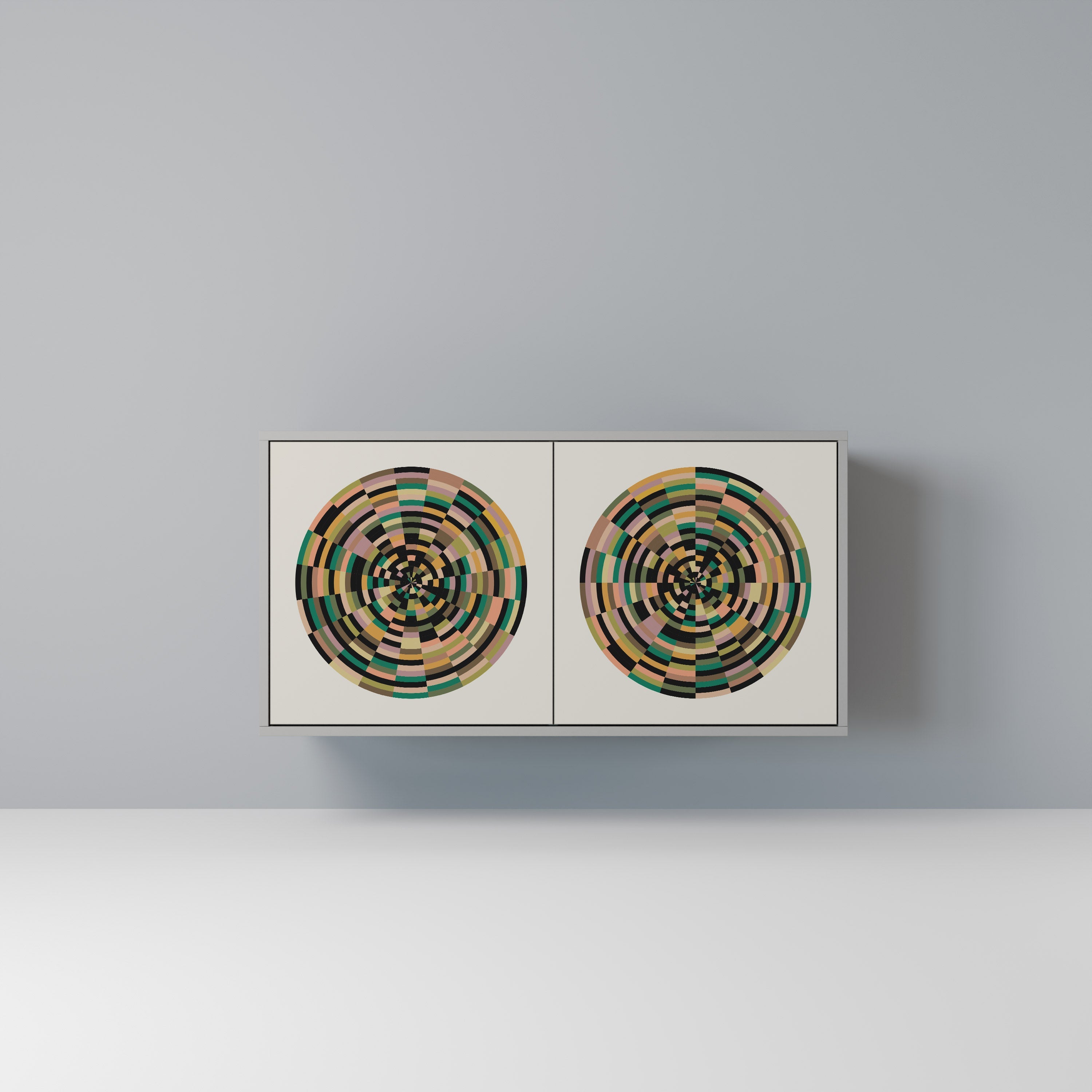 Μπουφές GREEN CIRCLES με 2 πόρτες σε γκρι φινίρισμα