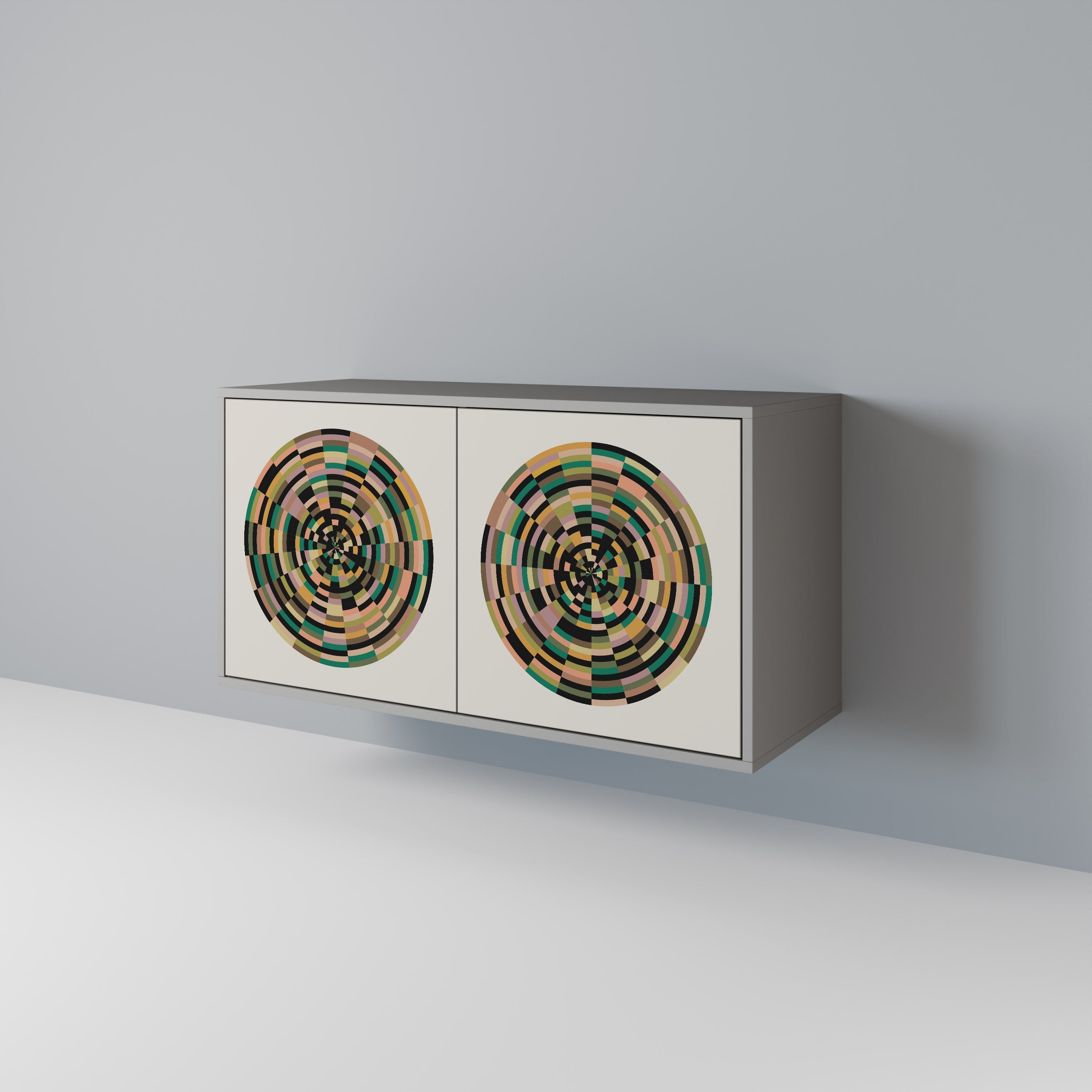 Μπουφές GREEN CIRCLES με 2 πόρτες σε γκρι φινίρισμα