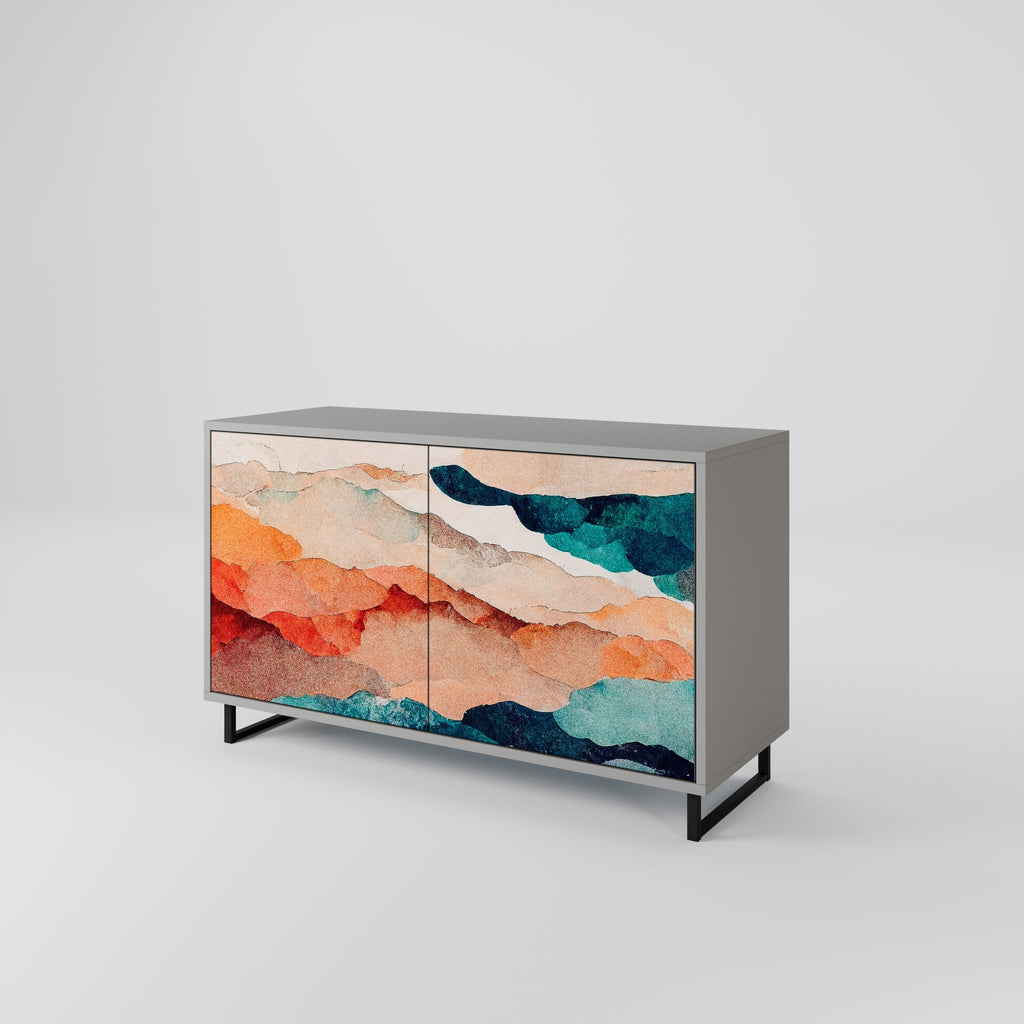 Μπουφές ABSTRACT LANDSCAPE με 2 πόρτες σε γκρι φινίρισμα