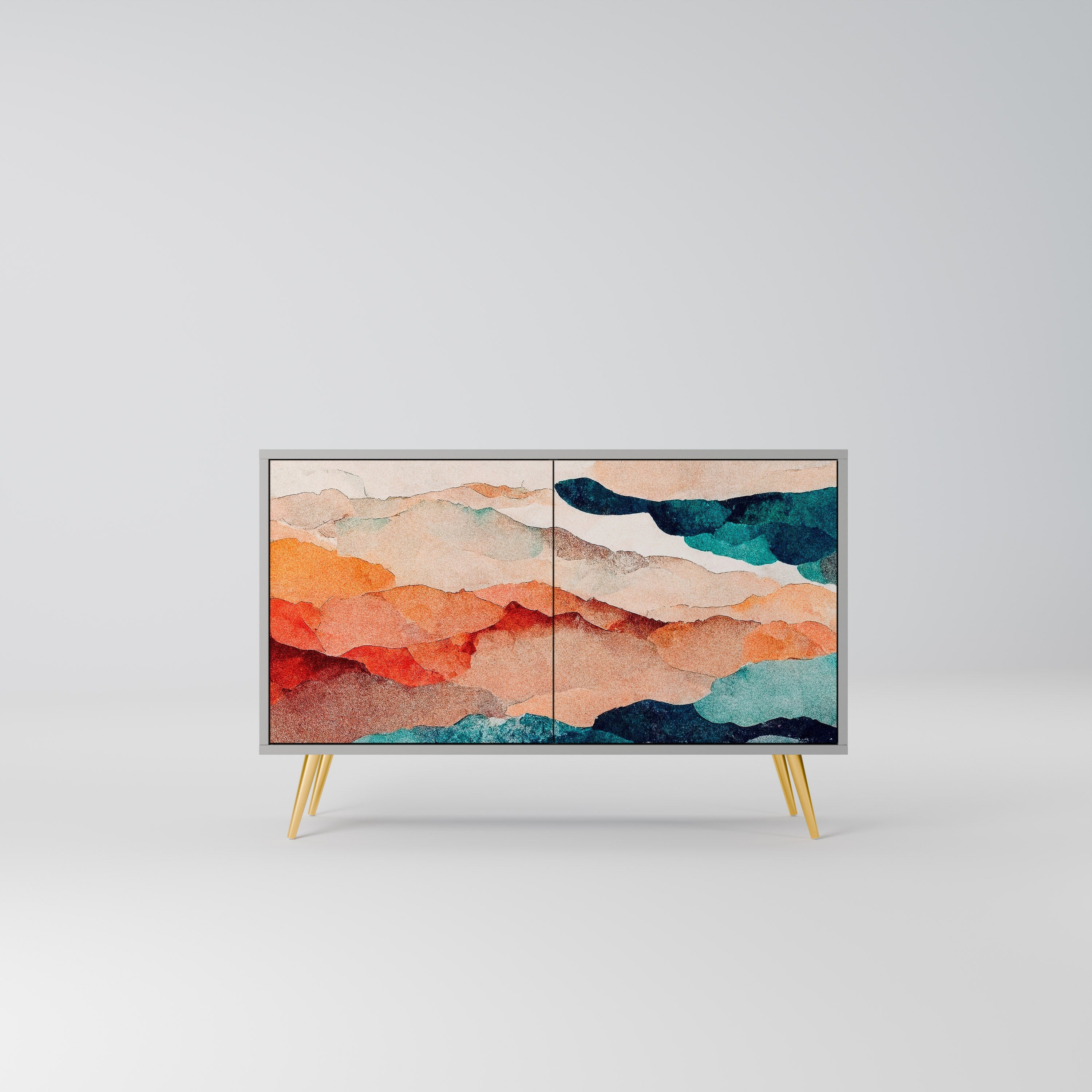 ABSTRACT LANDSCAPE 2-Door Sideboard in Grey Finish