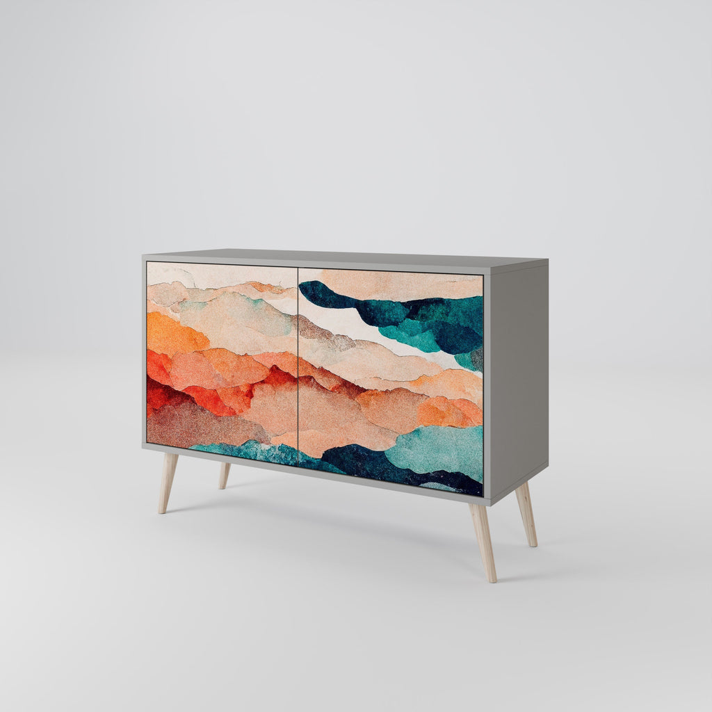 Μπουφές ABSTRACT LANDSCAPE με 2 πόρτες σε γκρι φινίρισμα