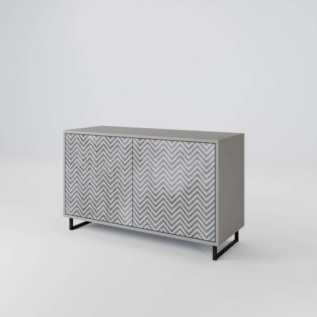 CONCRETE ZIG ZAG 2-Door Sideboard in Grey Finish
