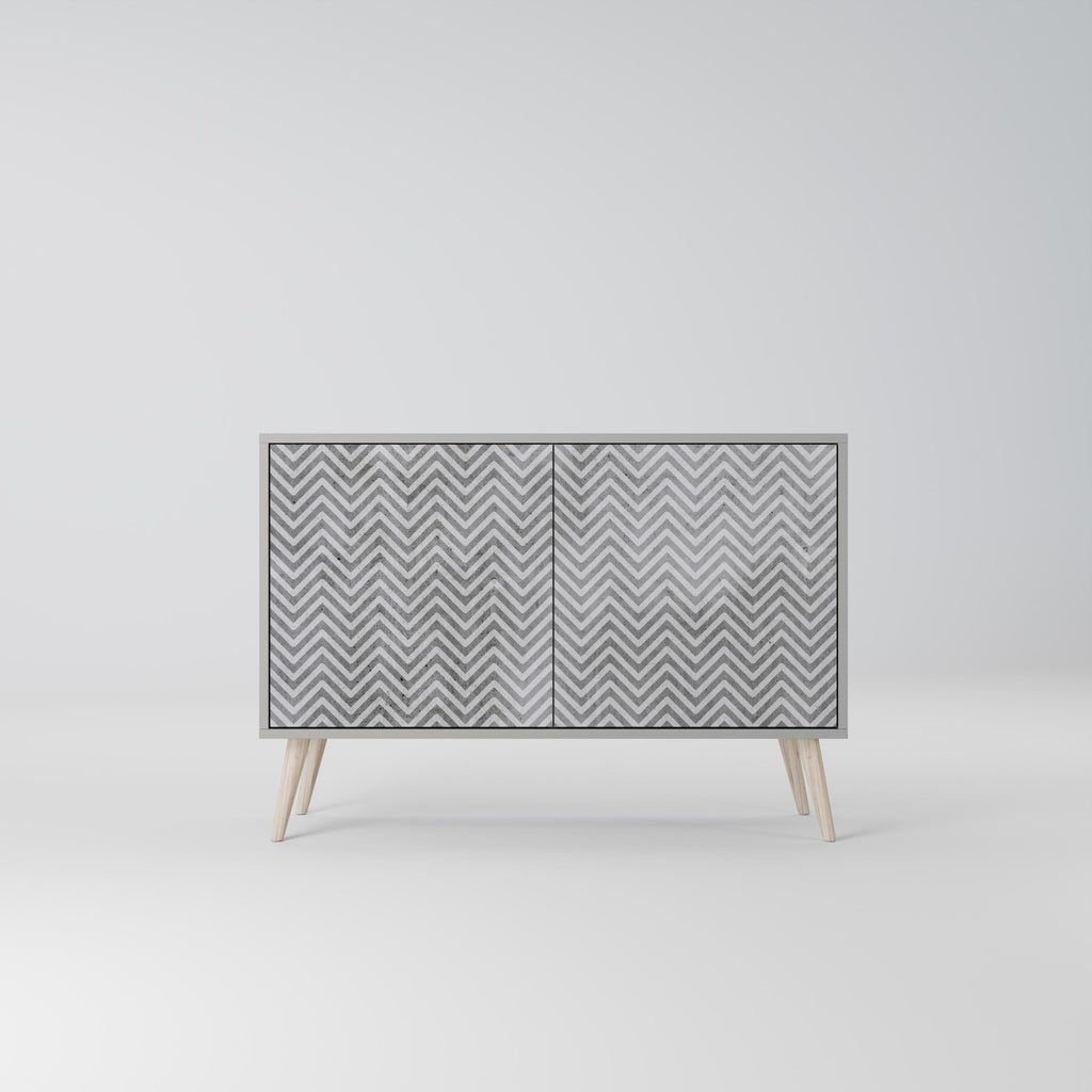 CONCRETE ZIG ZAG 2-Door Sideboard in Grey Finish