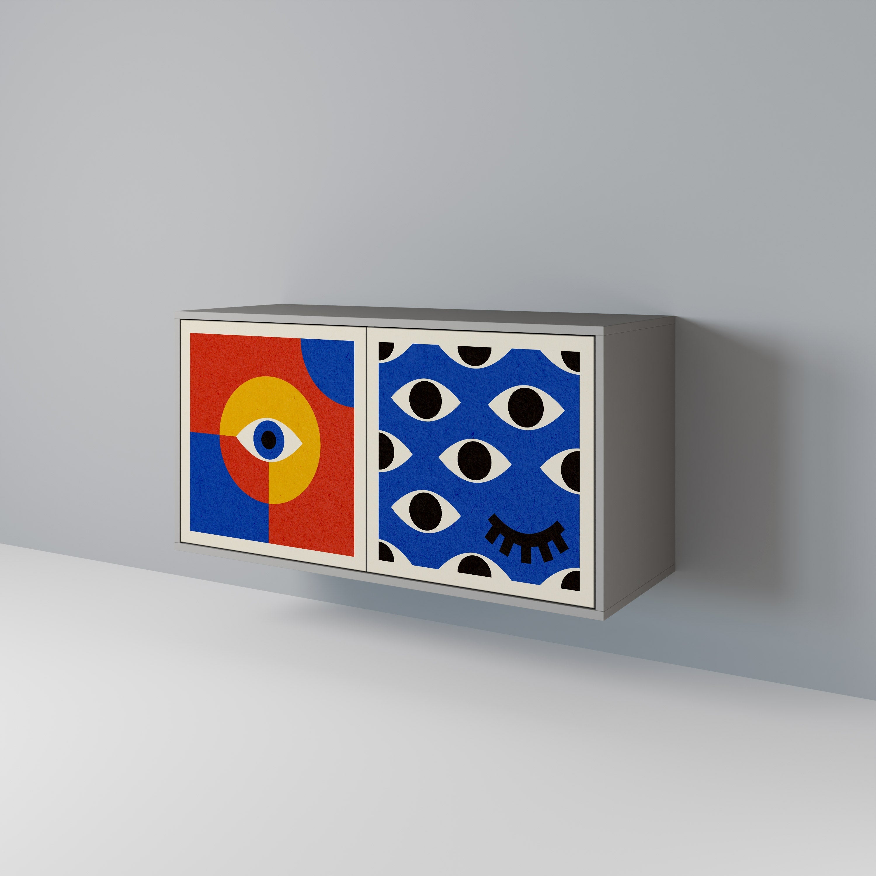 Μπουφές GEOMETRIC EYES με 2 πόρτες σε γκρι φινίρισμα