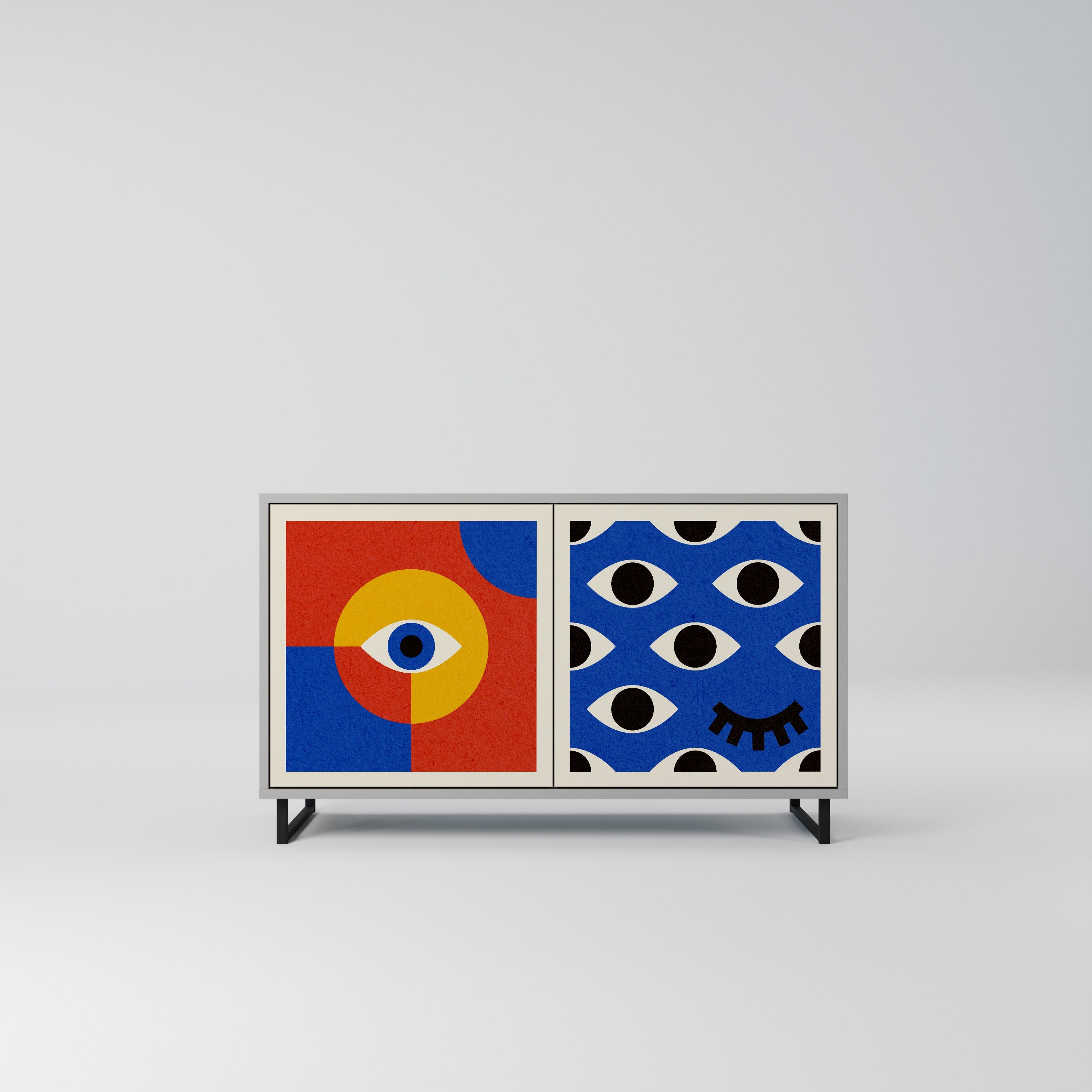 Μπουφές GEOMETRIC EYES με 2 πόρτες σε γκρι φινίρισμα