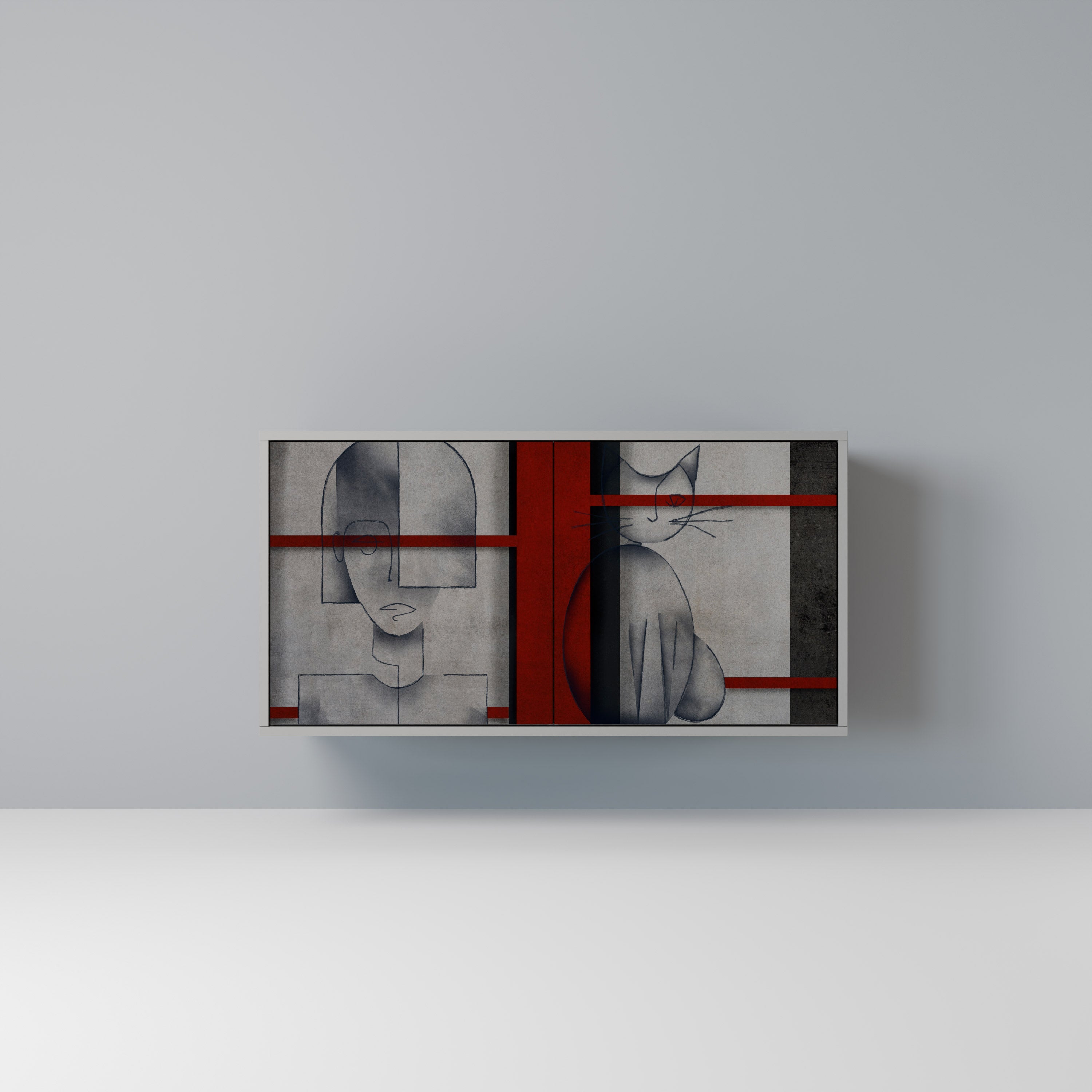 GRAY FIGURES Μπουφές με 2 Πόρτες σε Γκρι Φινίρισμα