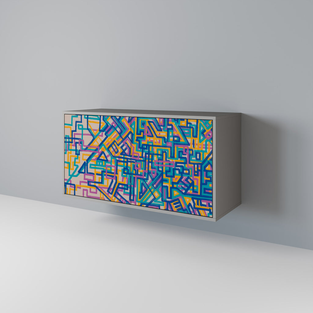 Μπουφές MEMORIES MAP 2 θυρών σε γκρι φινίρισμα