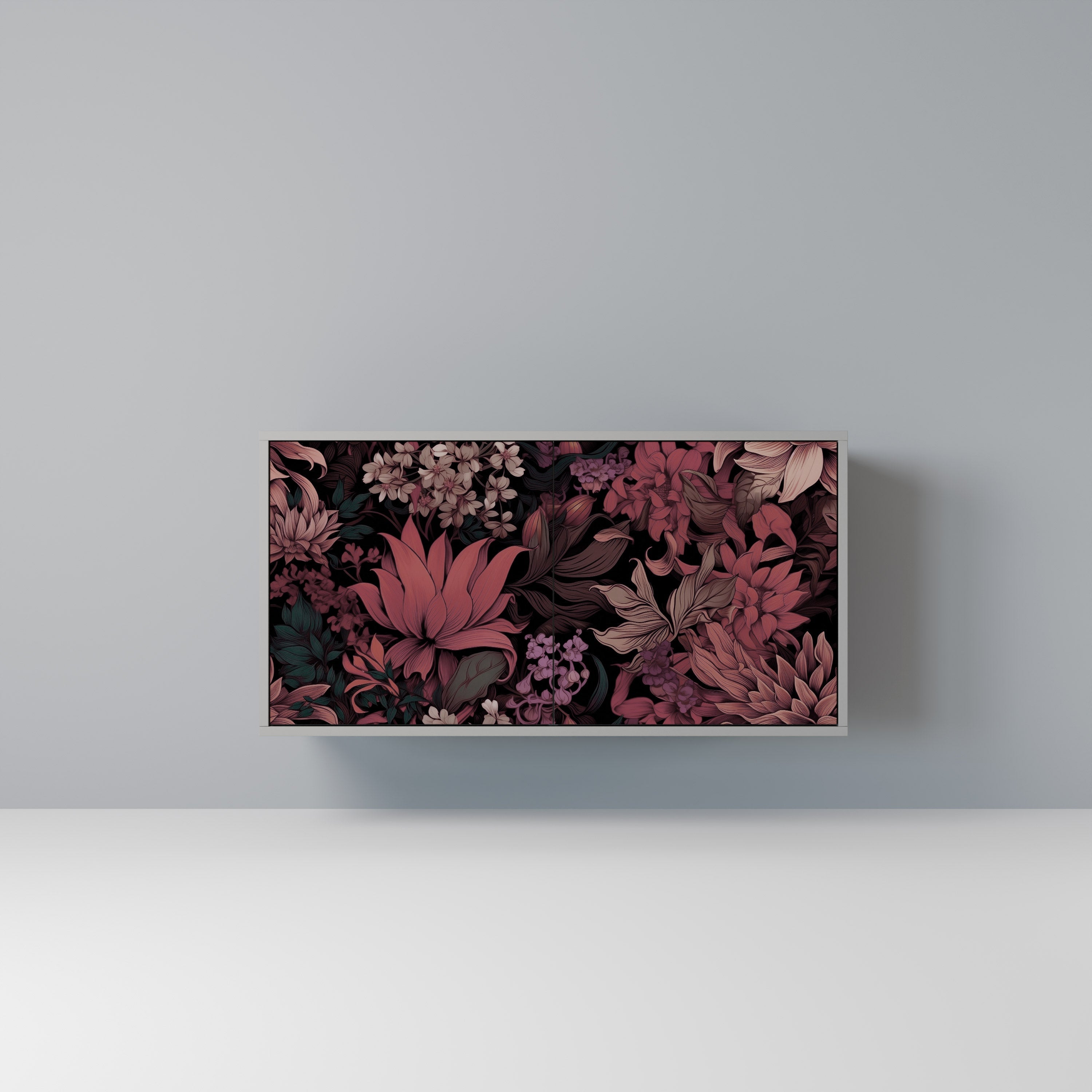Μπουφές FLORAL WHISPER με 2 πόρτες σε γκρι φινίρισμα