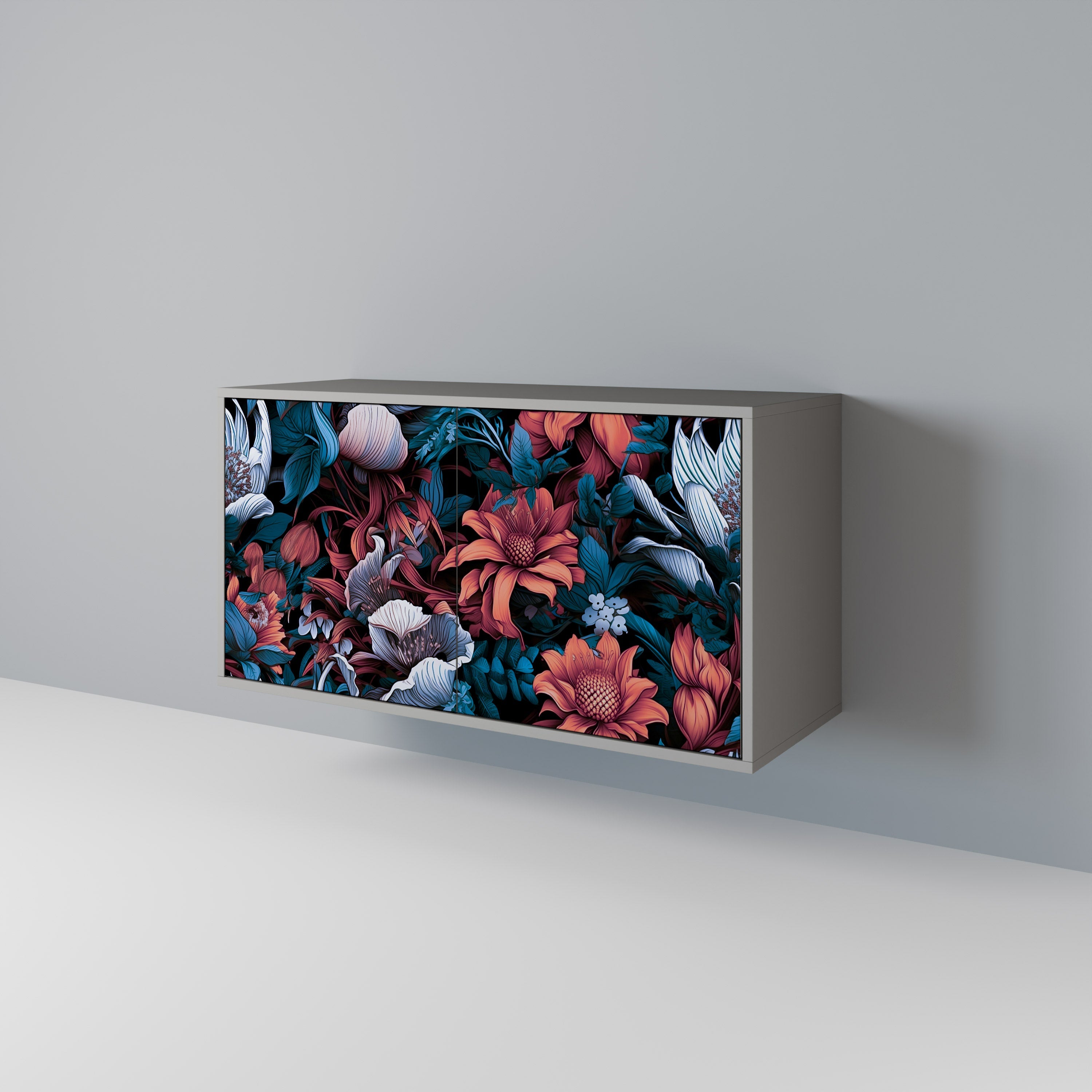 ETHEREAL BLOSSOMS Μπουφές με 2 Πόρτες σε Γκρι Φινίρισμα