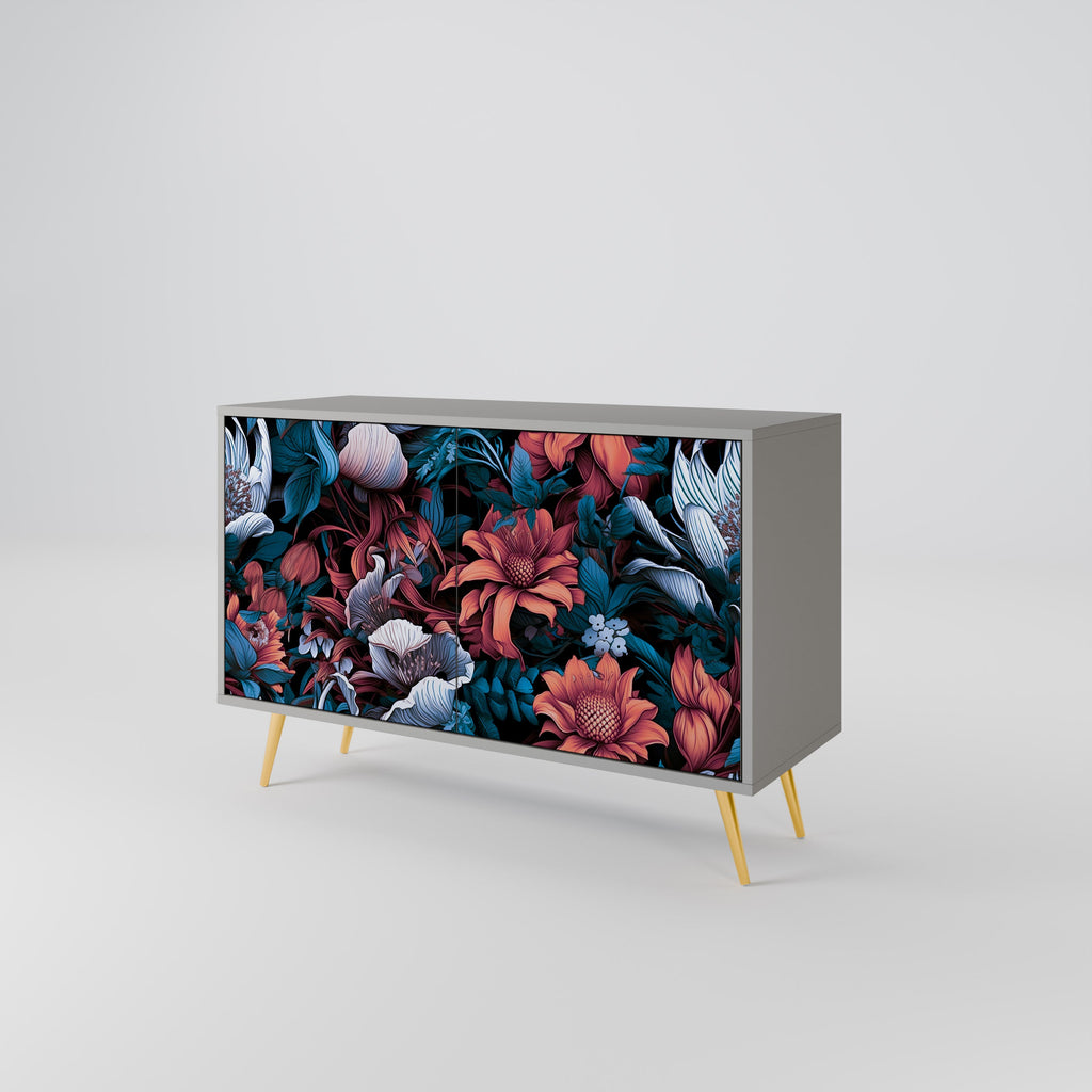 ETHEREAL BLOSSOMS 2-Door Sideboard in Grey Finish
