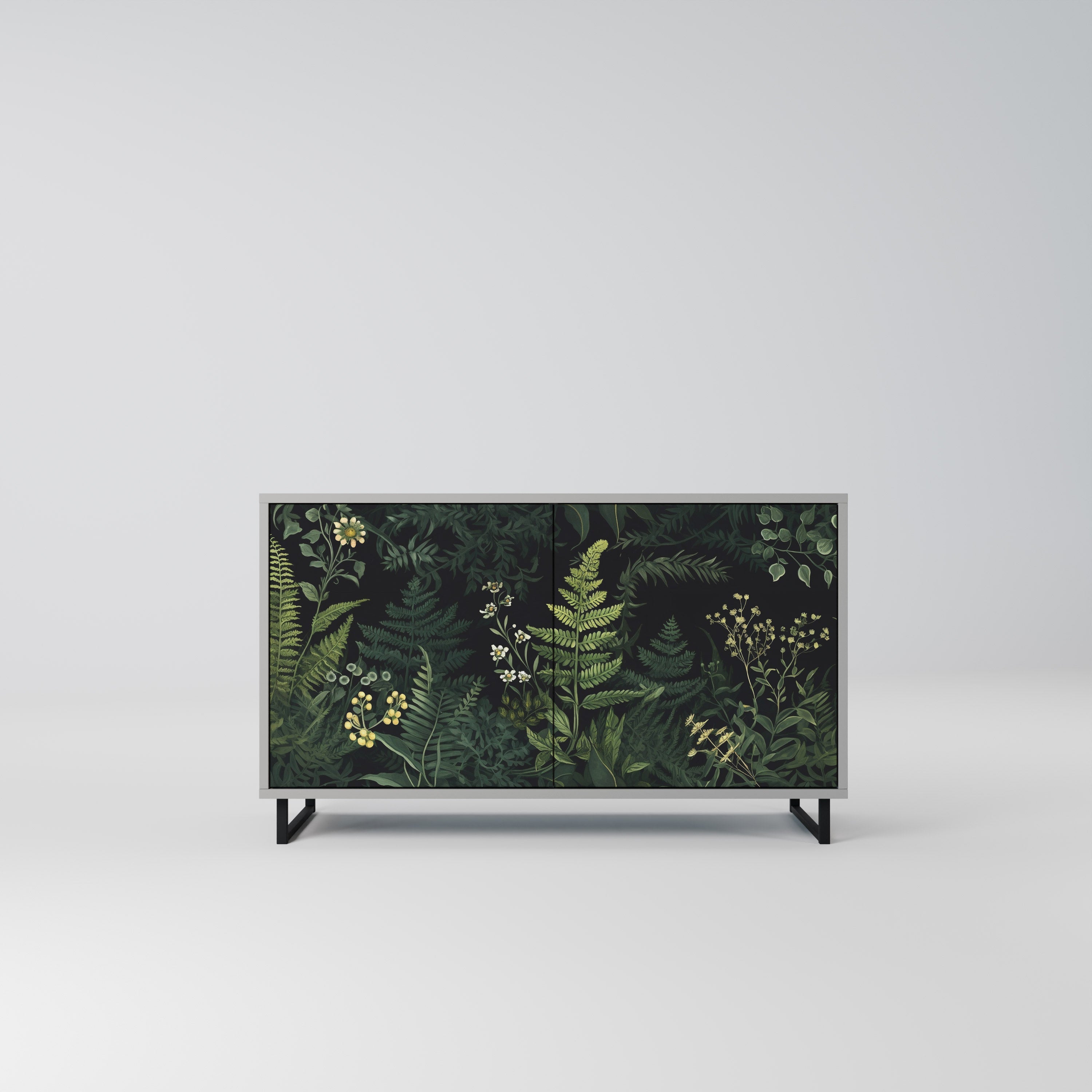 Μπουφές FERN FLOWERS με 2 πόρτες σε γκρι φινίρισμα