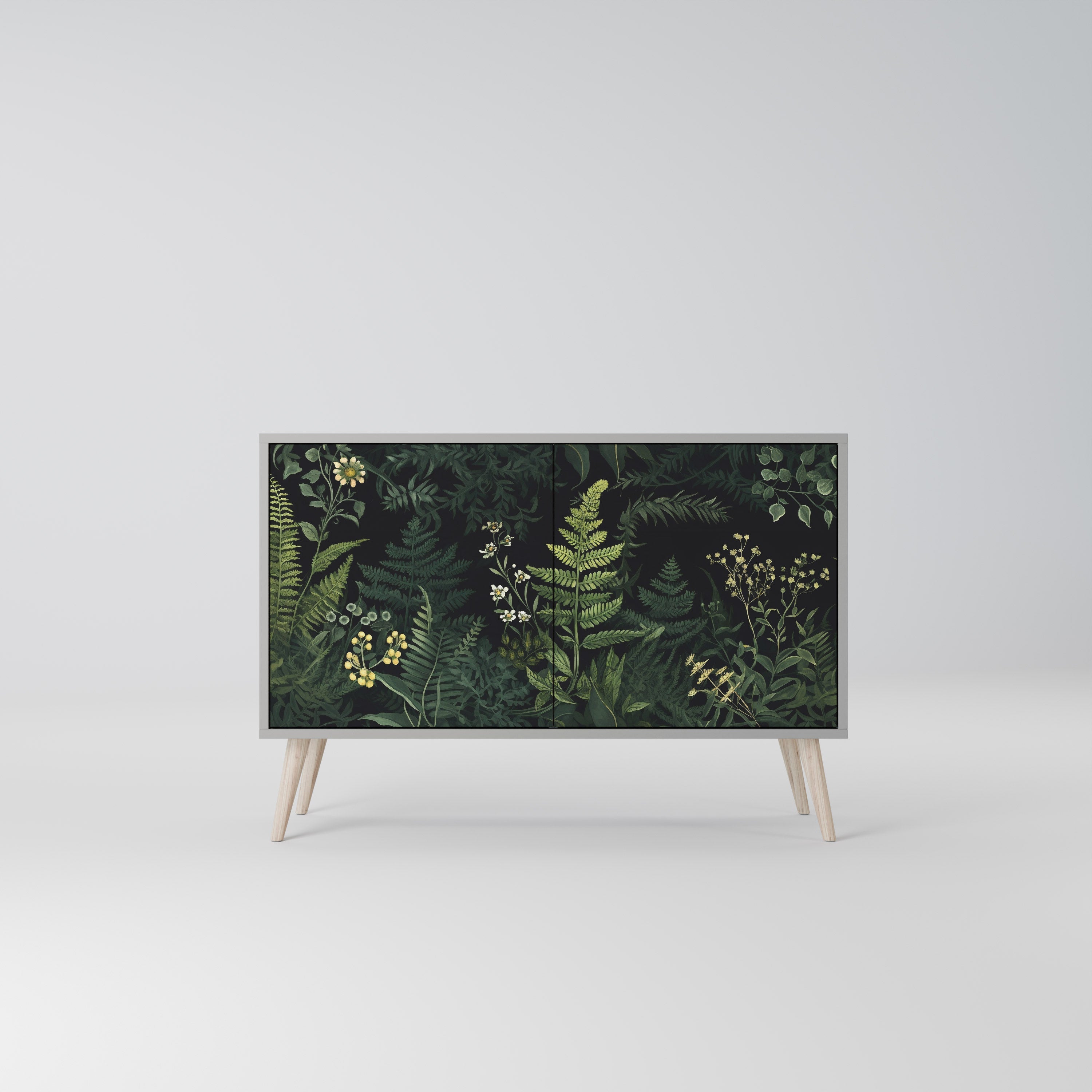 Μπουφές FERN FLOWERS με 2 πόρτες σε γκρι φινίρισμα
