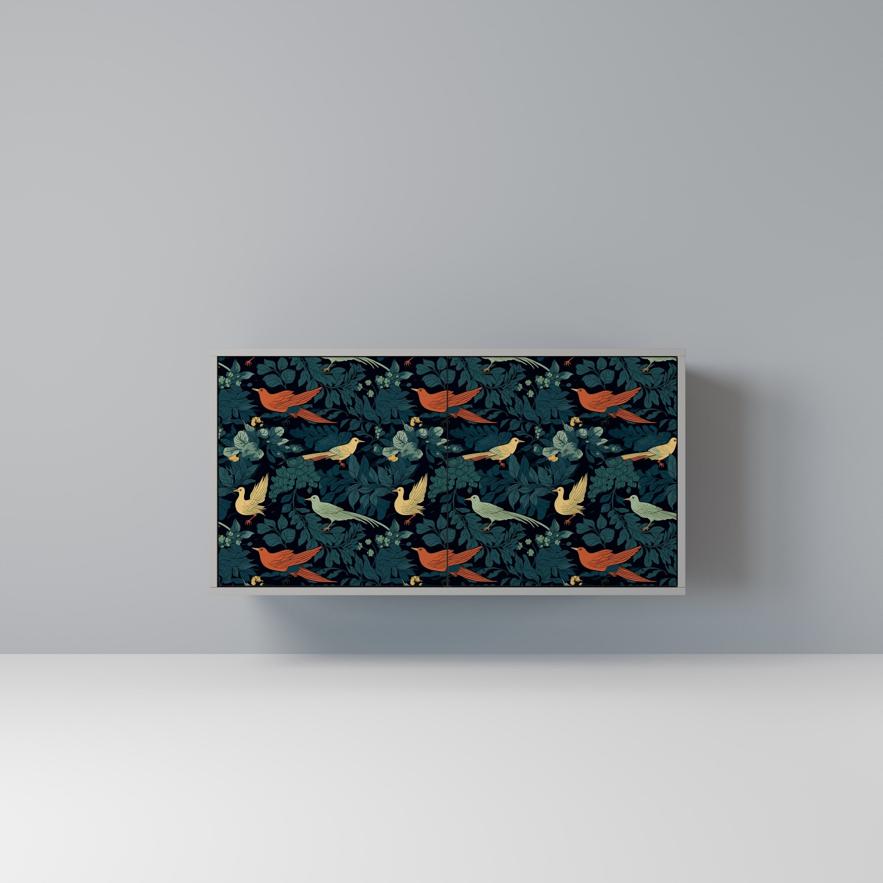 Μπουφές FOWL ORNAMENT με 2 πόρτες σε γκρι φινίρισμα