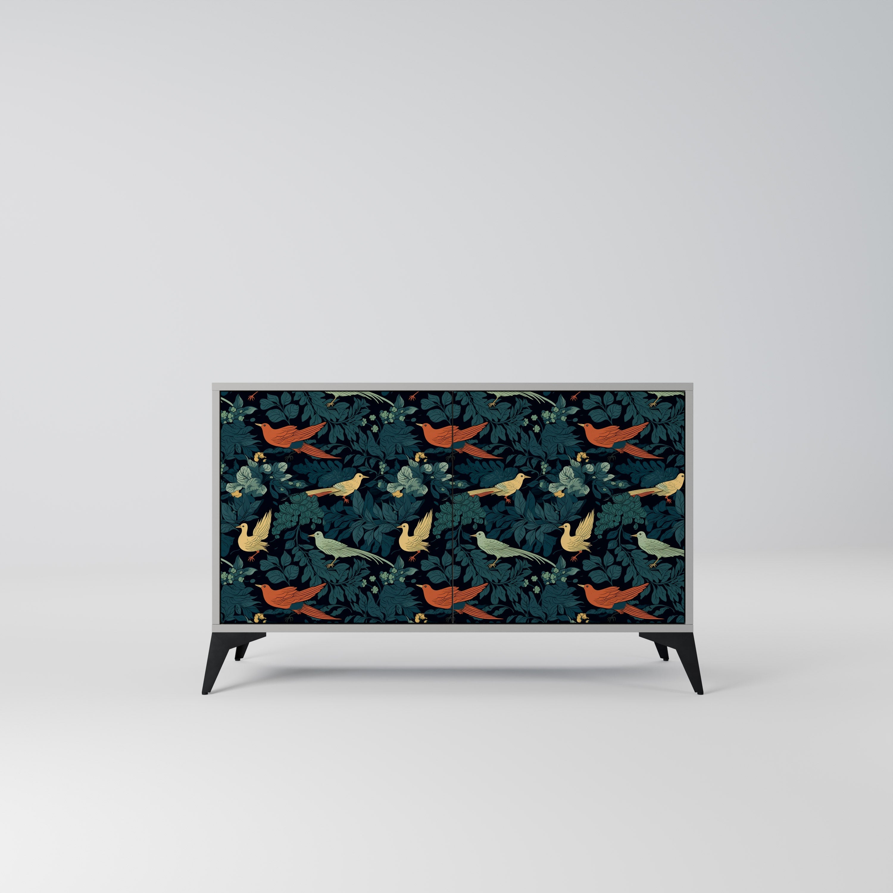 Μπουφές FOWL ORNAMENT με 2 πόρτες σε γκρι φινίρισμα