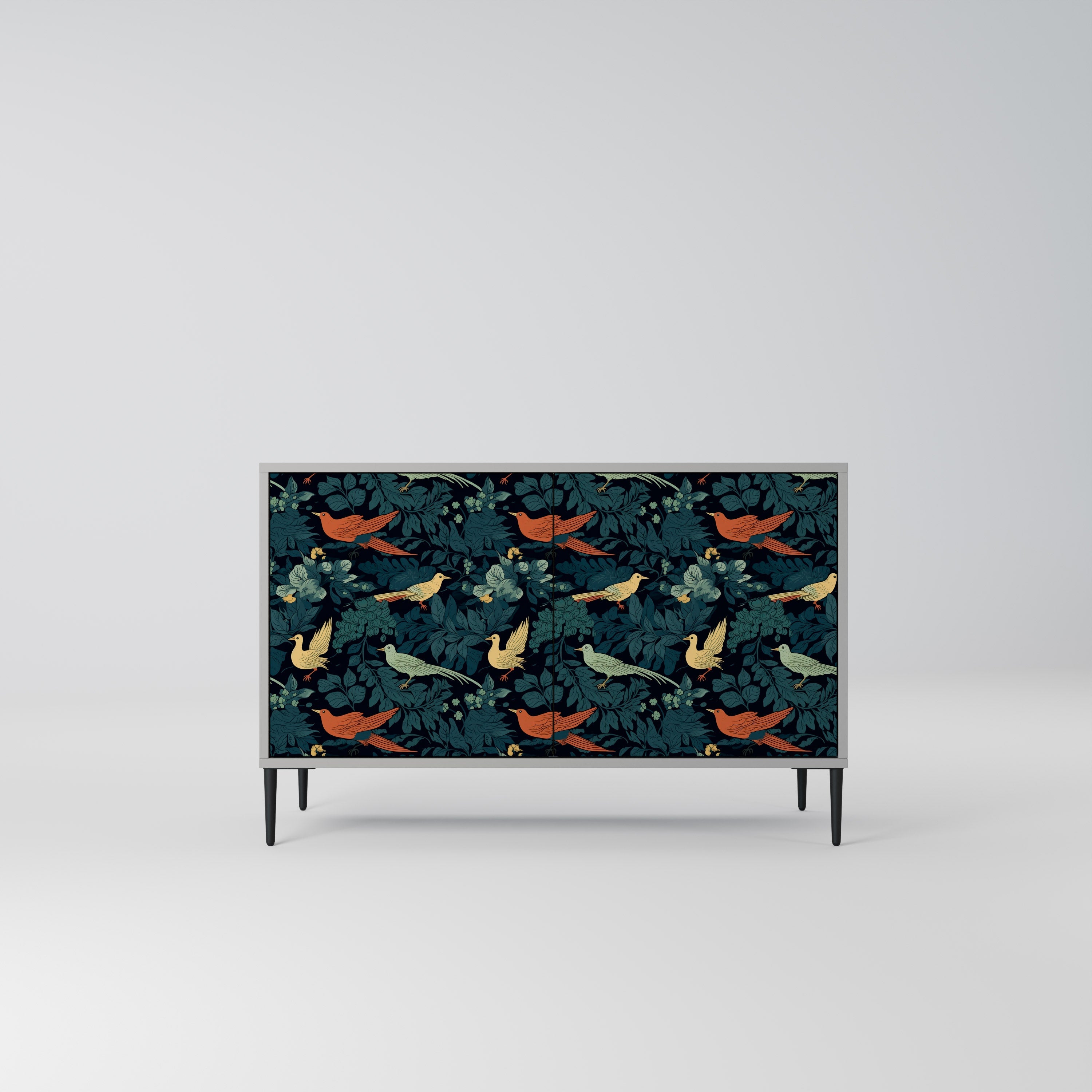 Μπουφές FOWL ORNAMENT με 2 πόρτες σε γκρι φινίρισμα