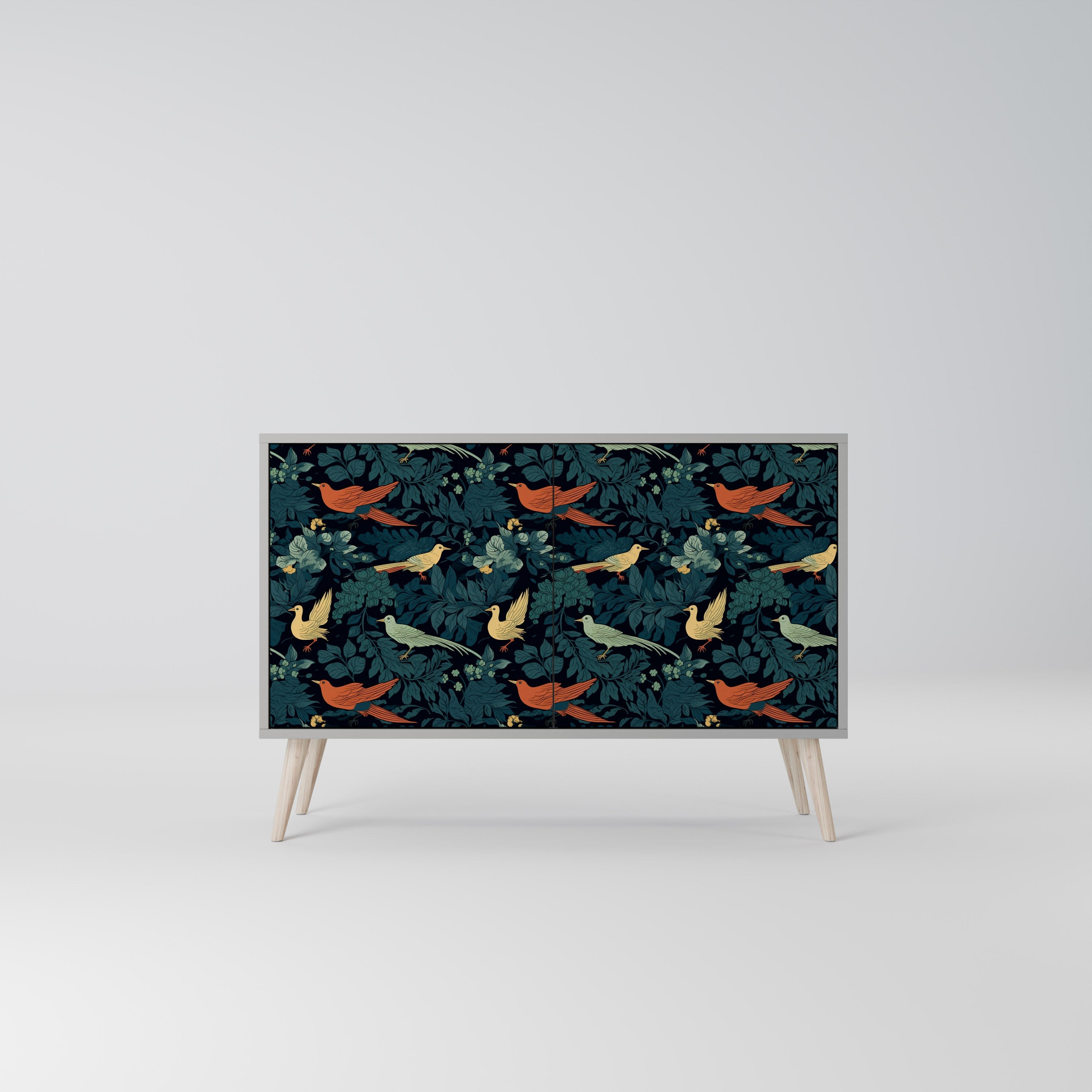 Μπουφές FOWL ORNAMENT με 2 πόρτες σε γκρι φινίρισμα
