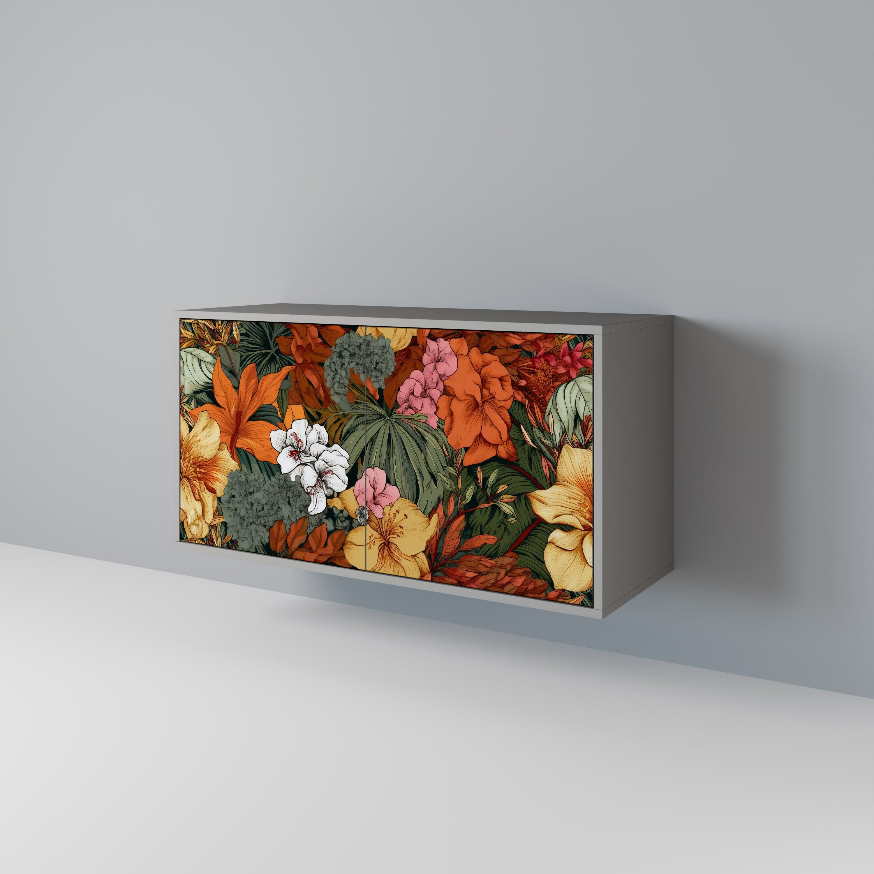 Μπουφές RADIANT FLORA με 2 πόρτες σε γκρι φινίρισμα