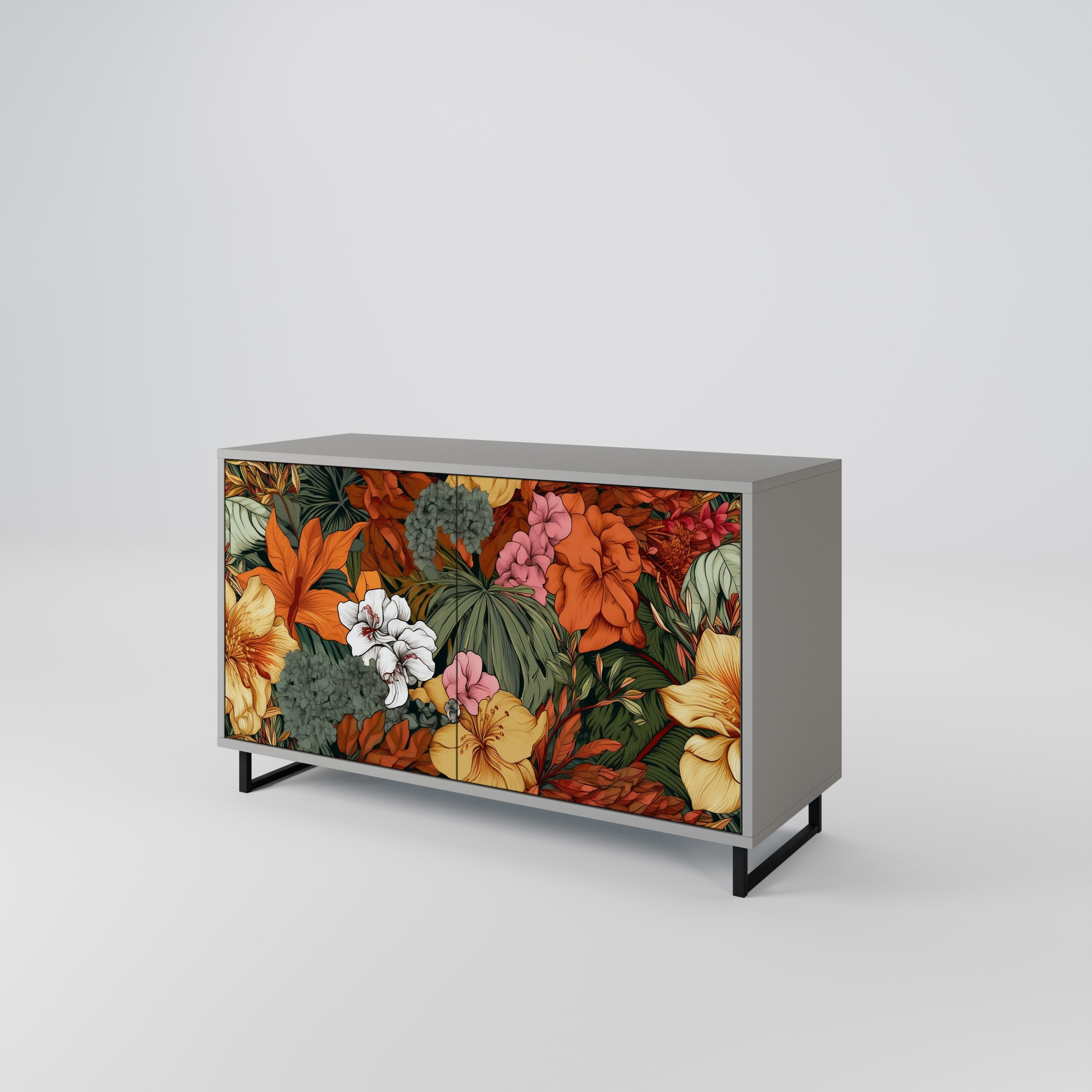 Μπουφές RADIANT FLORA με 2 πόρτες σε γκρι φινίρισμα