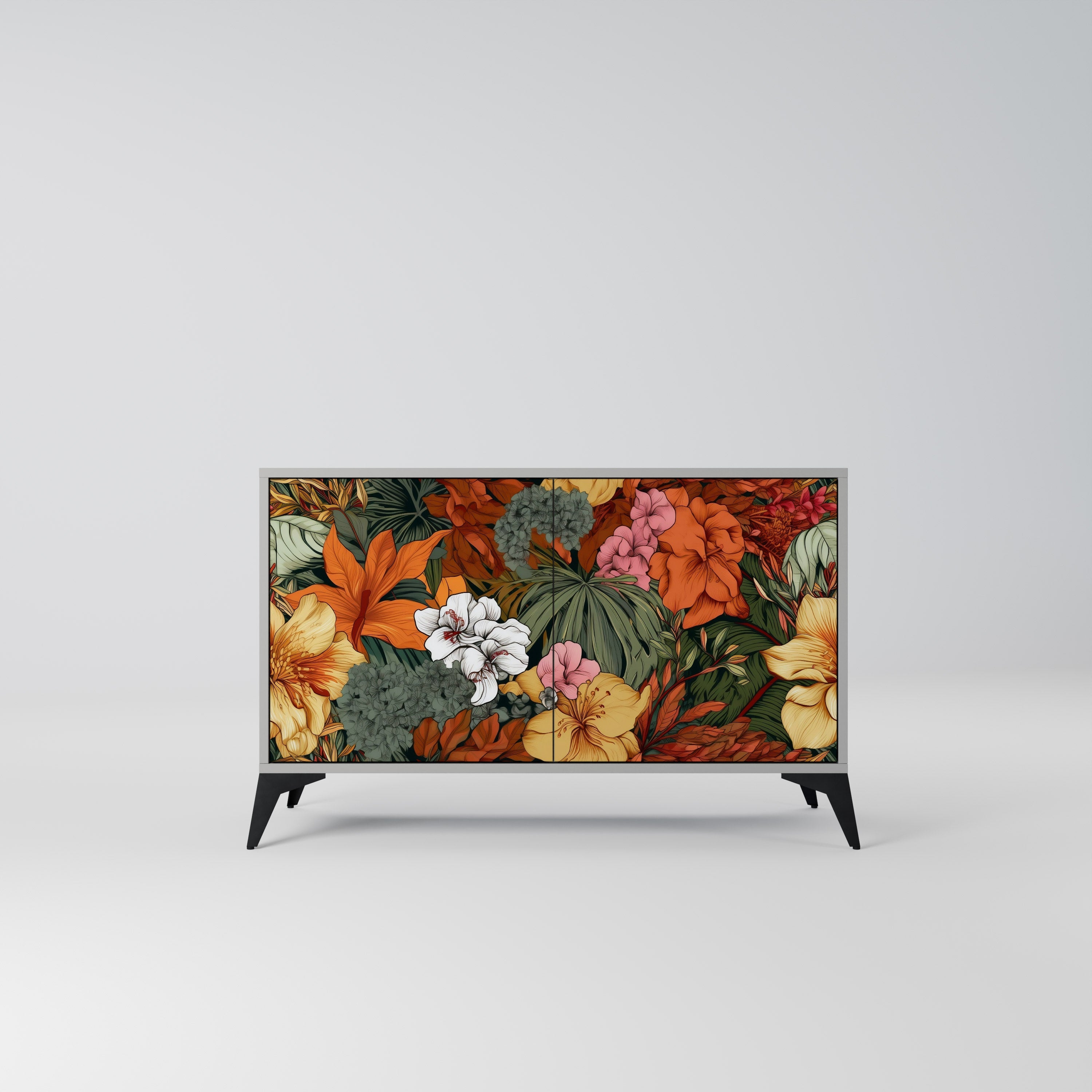 Μπουφές RADIANT FLORA με 2 πόρτες σε γκρι φινίρισμα