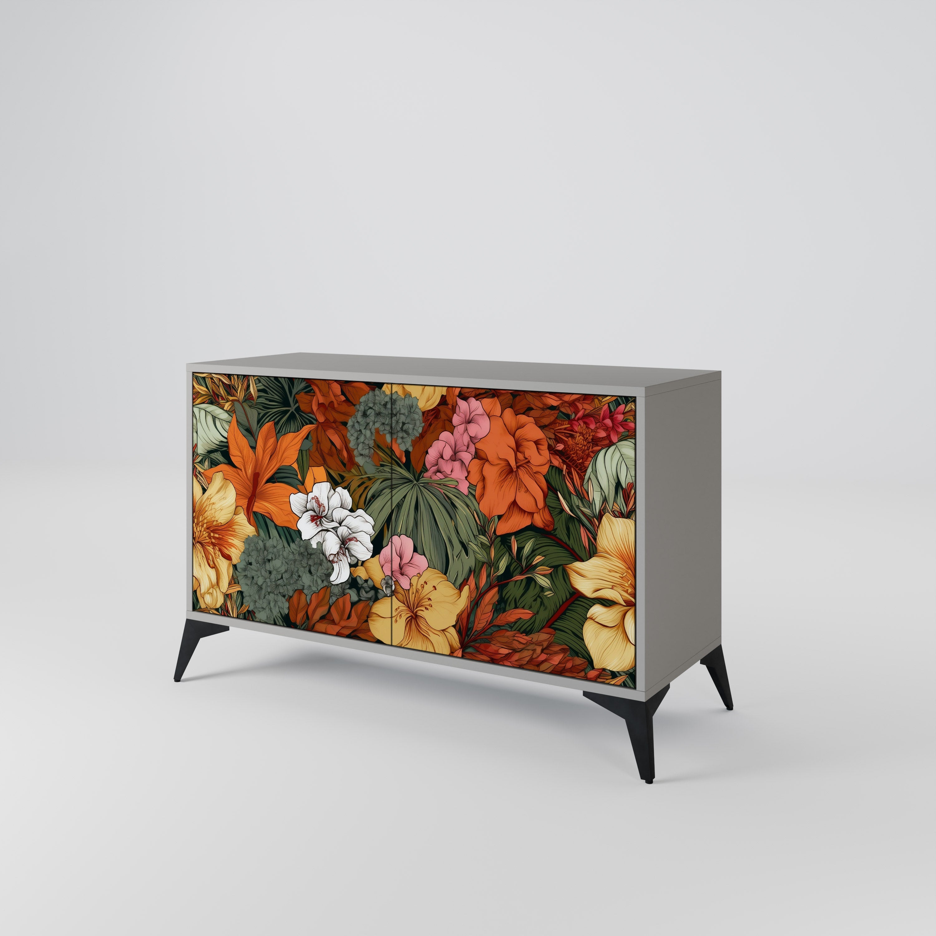 Μπουφές RADIANT FLORA με 2 πόρτες σε γκρι φινίρισμα