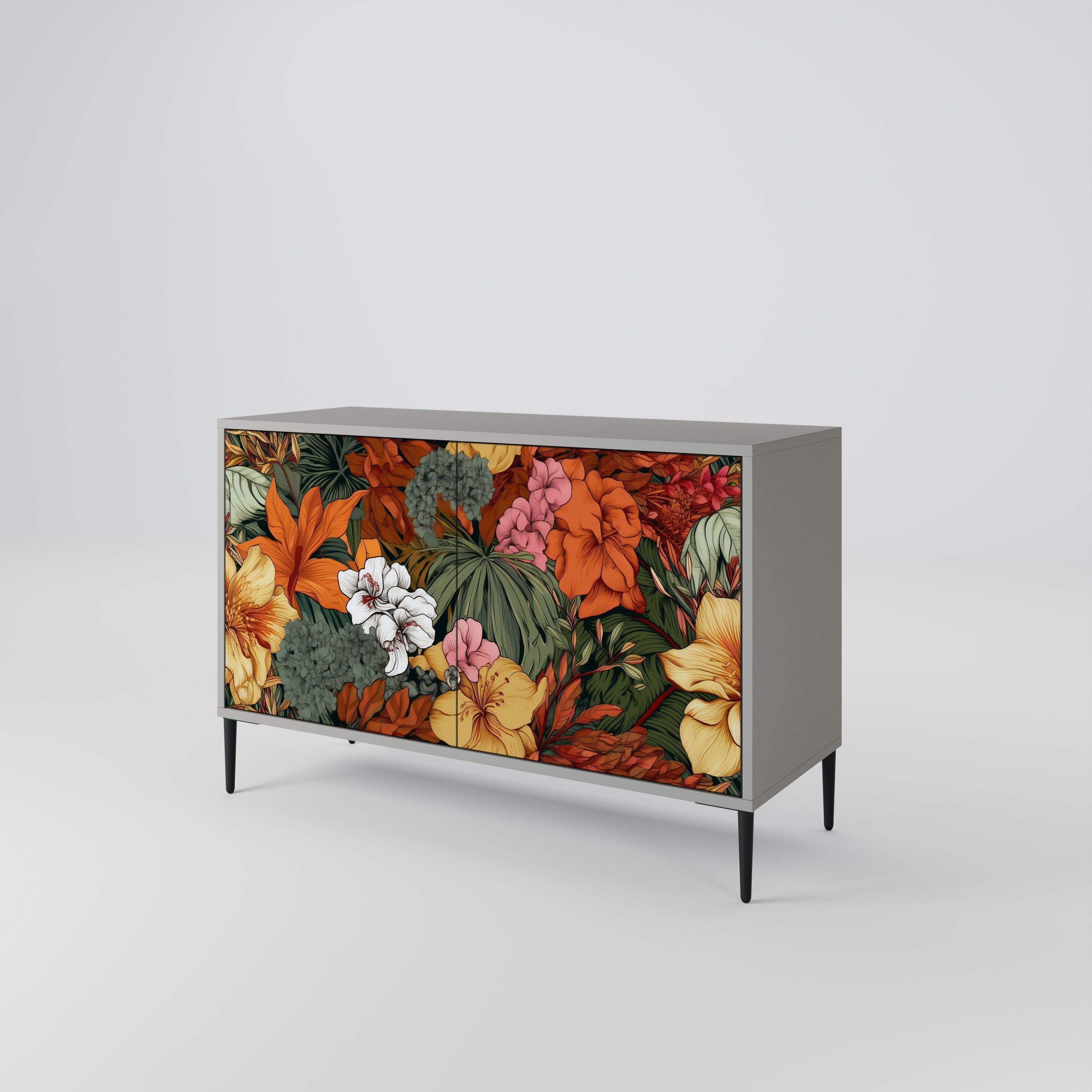 Μπουφές RADIANT FLORA με 2 πόρτες σε γκρι φινίρισμα
