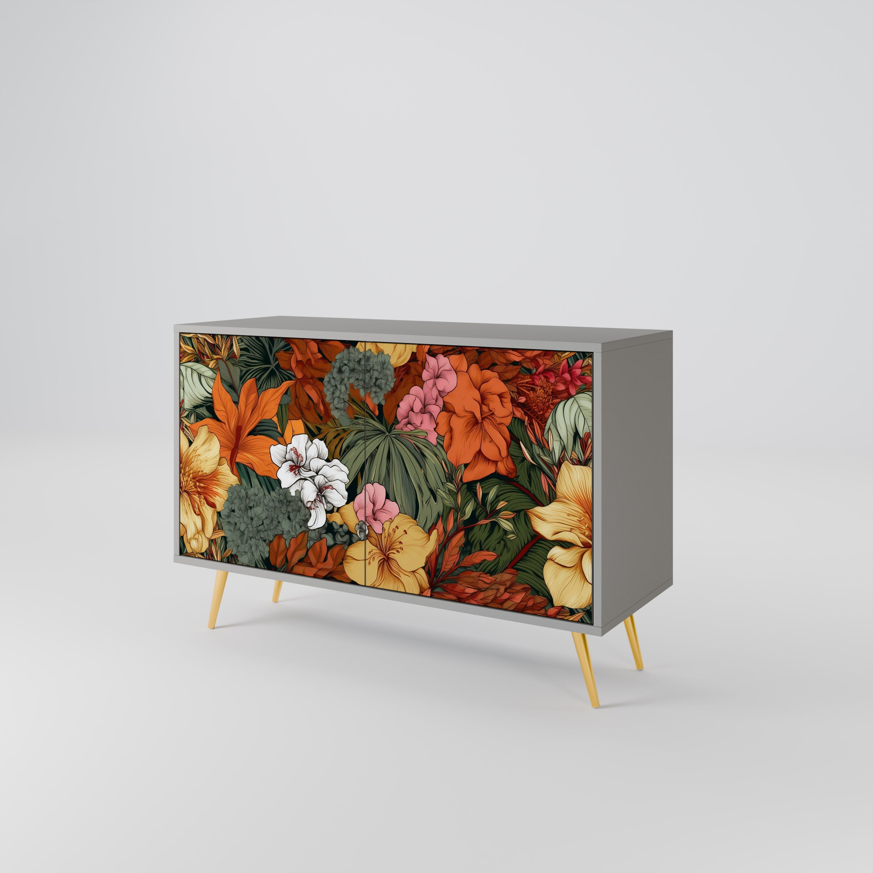 Μπουφές RADIANT FLORA με 2 πόρτες σε γκρι φινίρισμα