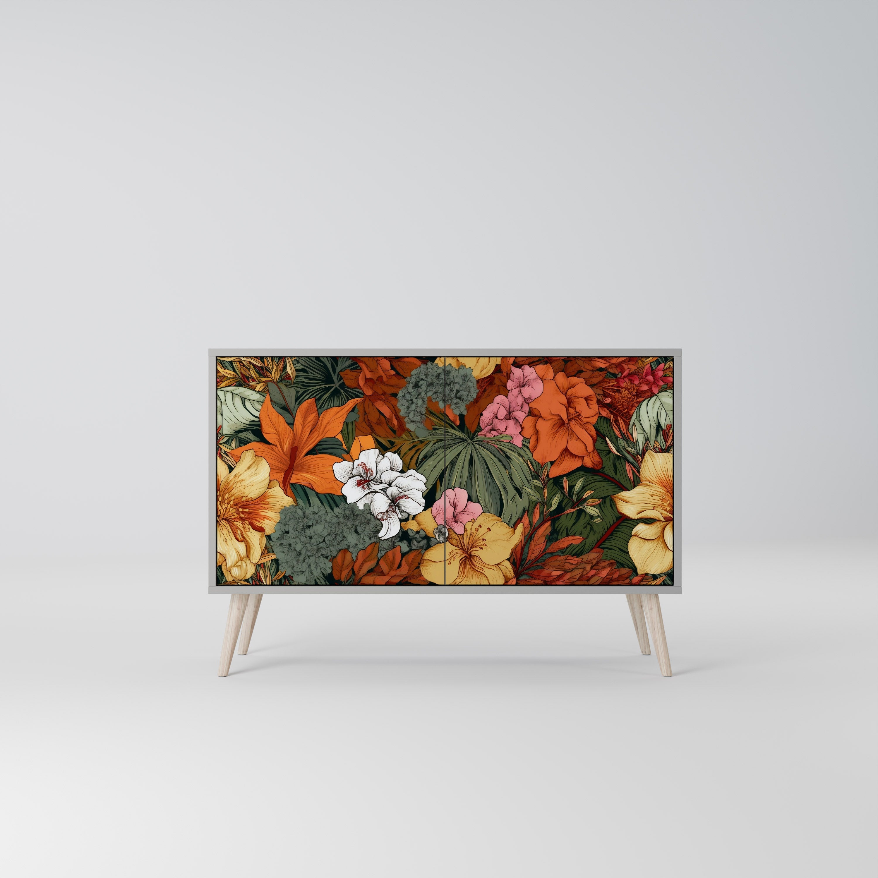 Μπουφές RADIANT FLORA με 2 πόρτες σε γκρι φινίρισμα