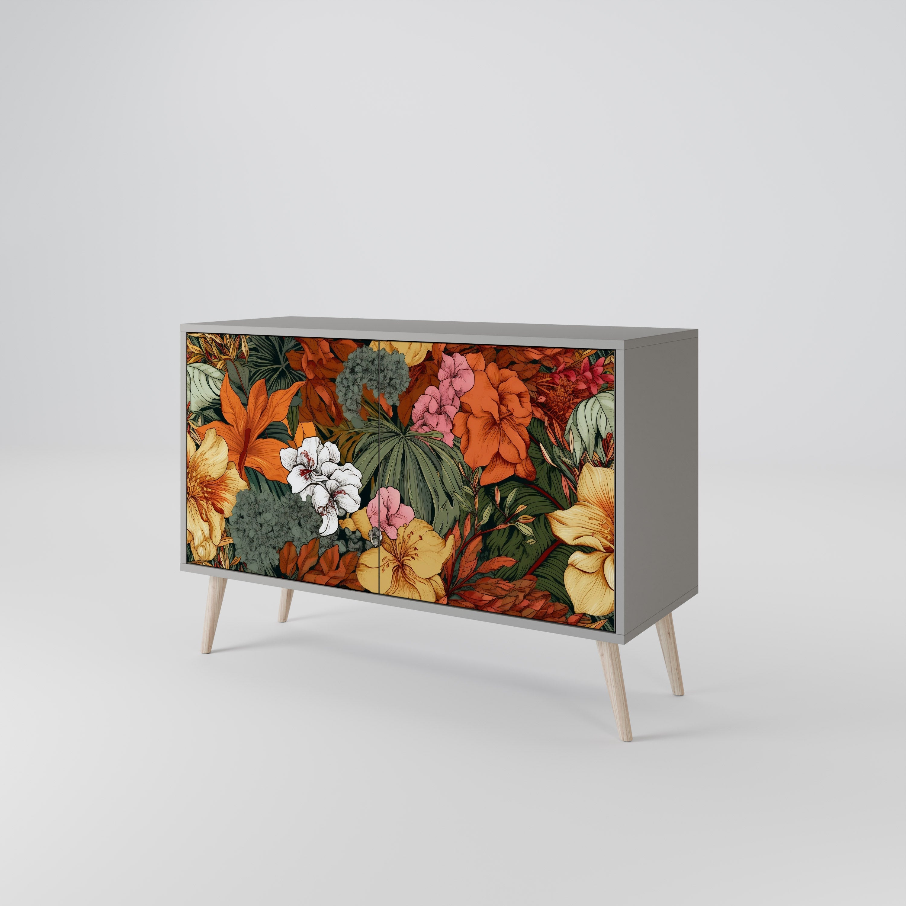 Μπουφές RADIANT FLORA με 2 πόρτες σε γκρι φινίρισμα