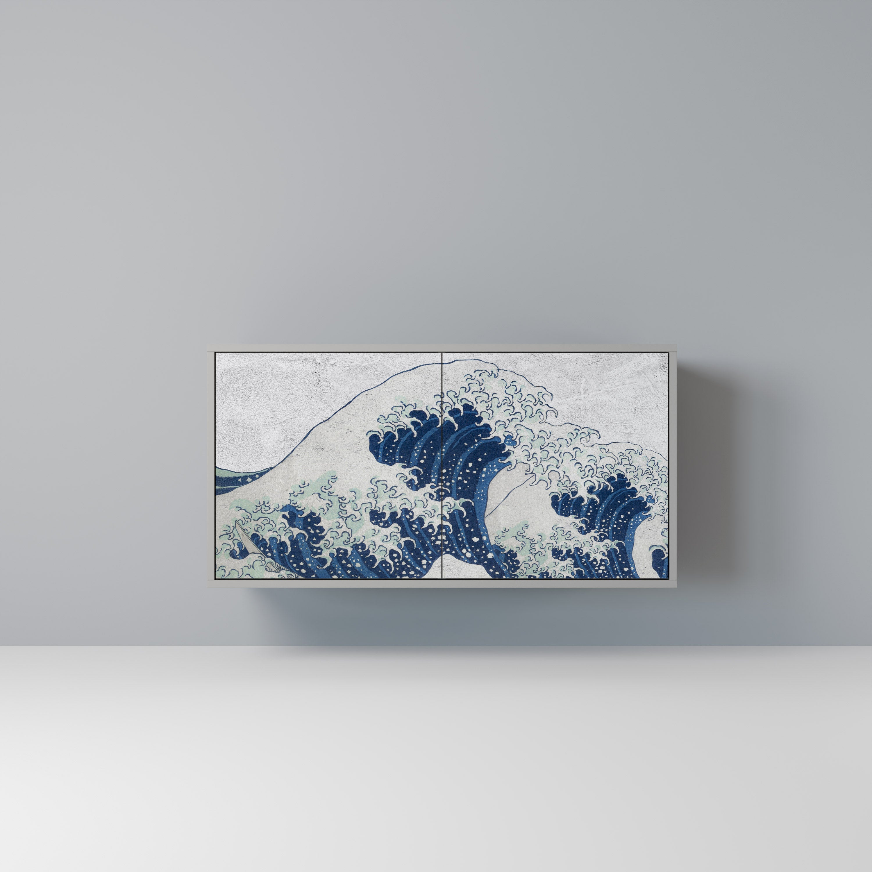 Μπουφές 2 θυρών THE GREAT WAVE AT KANAGAWA σε γκρι φινίρισμα