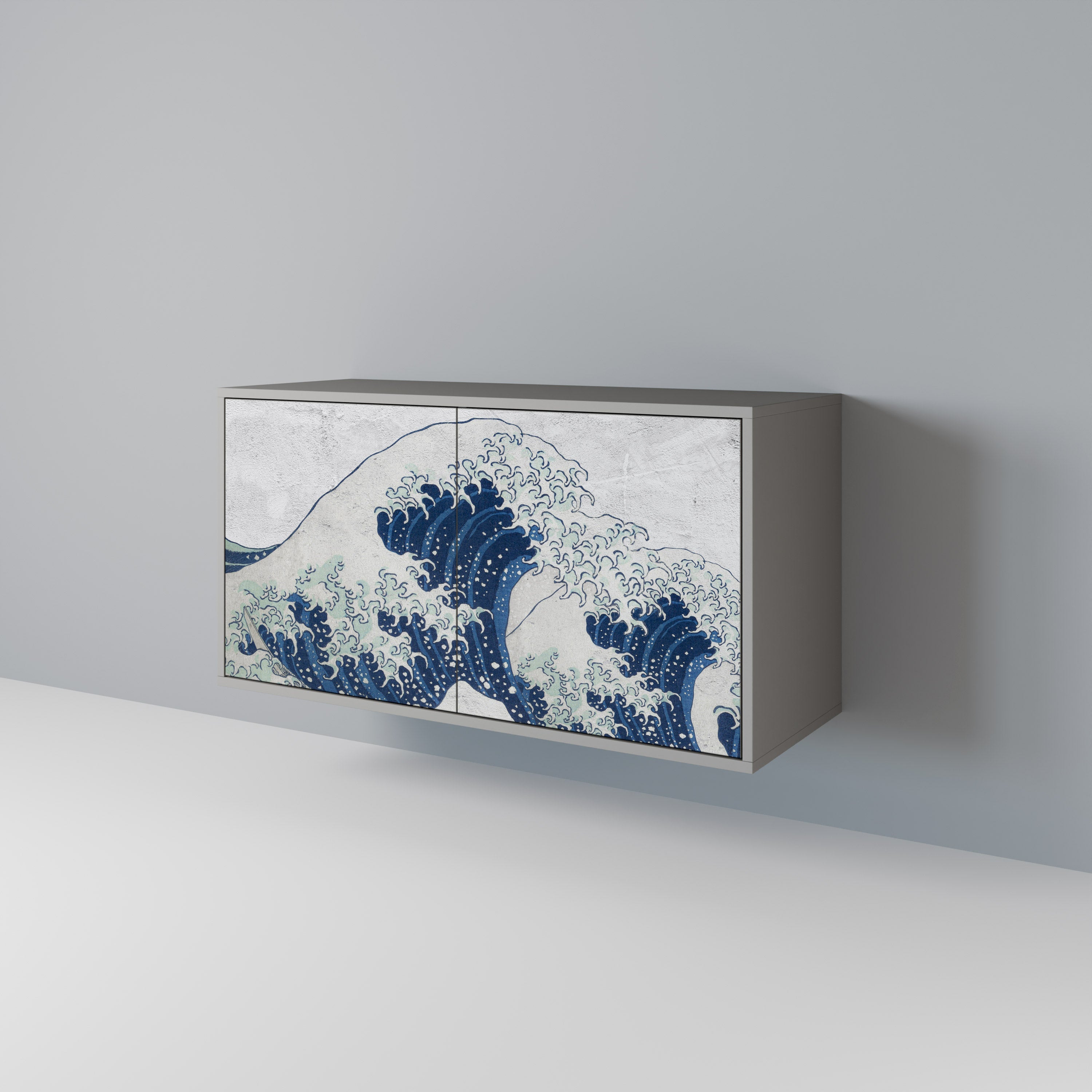 Μπουφές 2 θυρών THE GREAT WAVE AT KANAGAWA σε γκρι φινίρισμα