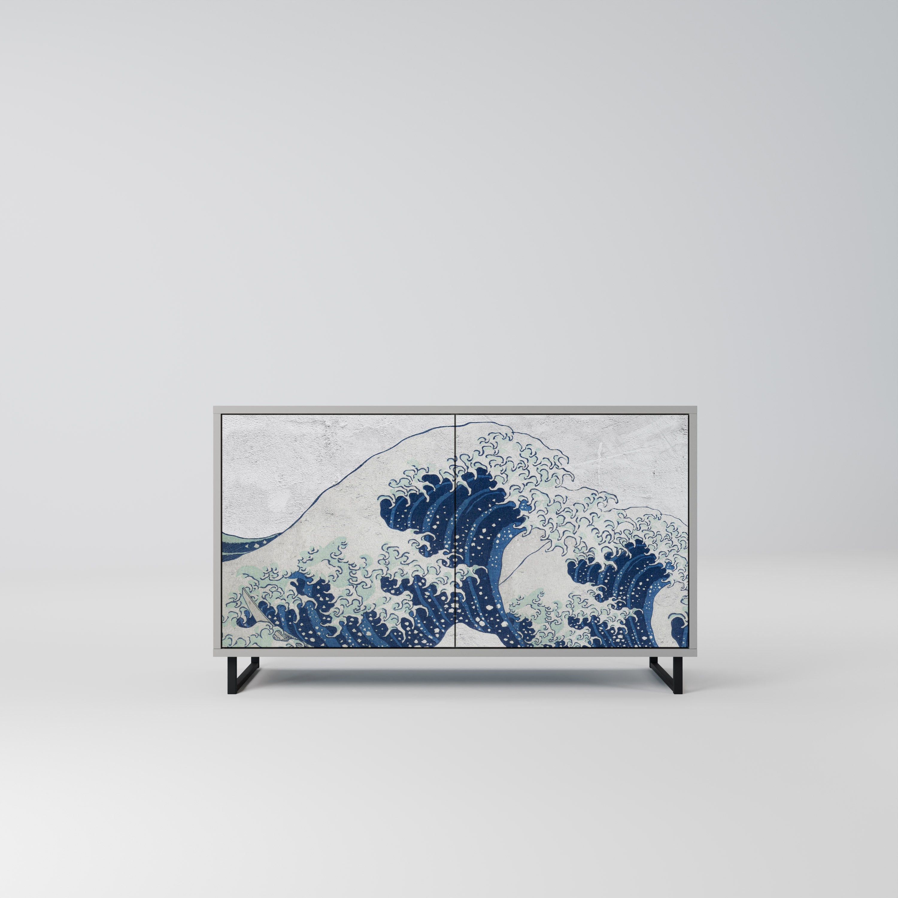Μπουφές 2 θυρών THE GREAT WAVE AT KANAGAWA σε γκρι φινίρισμα