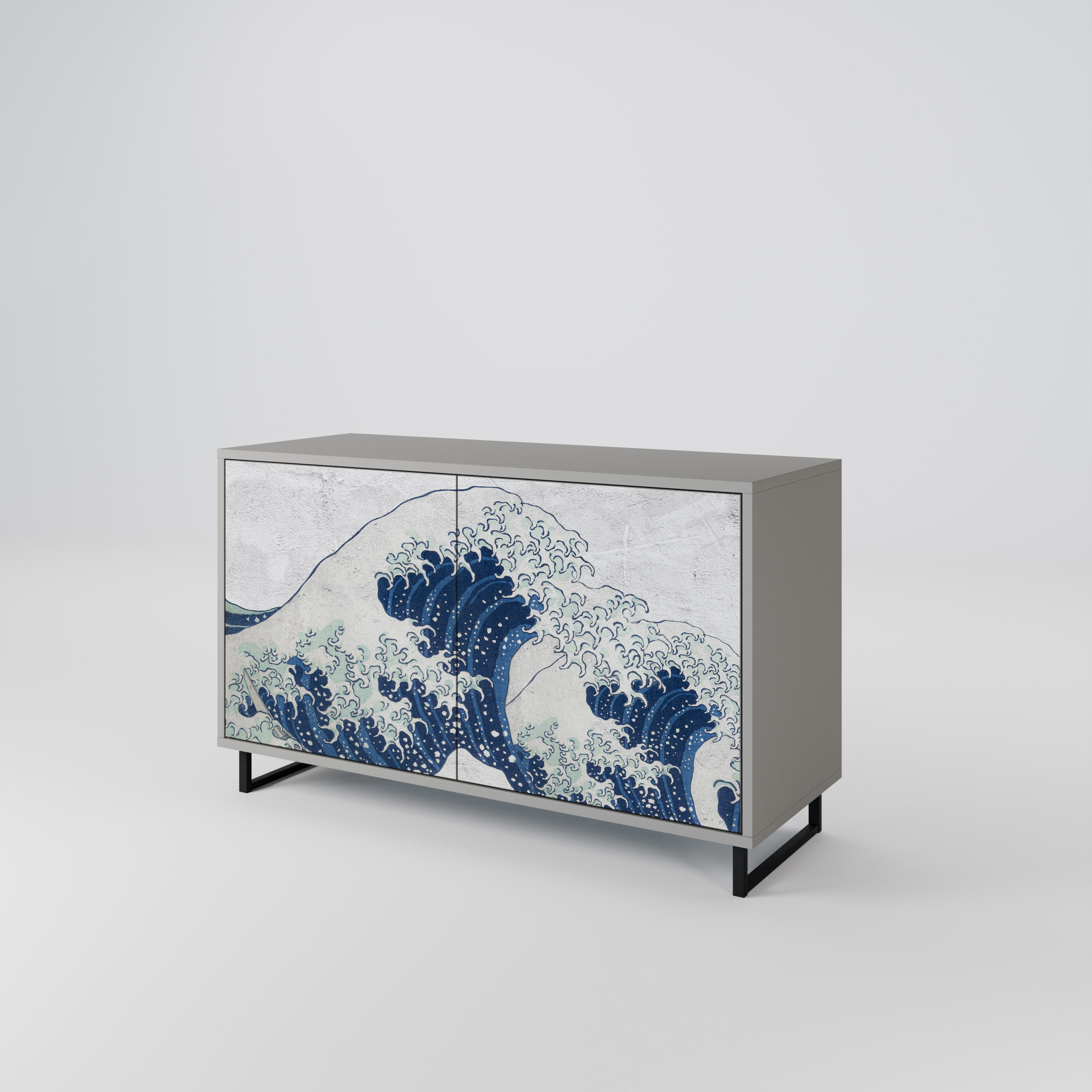 Μπουφές 2 θυρών THE GREAT WAVE AT KANAGAWA σε γκρι φινίρισμα