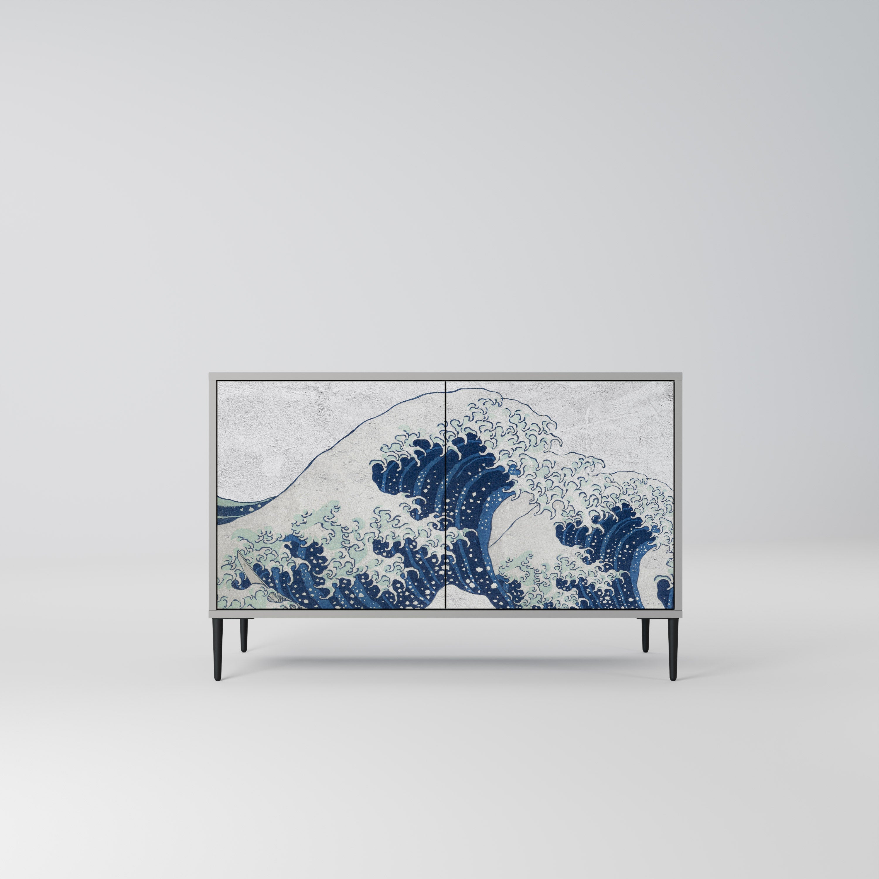 Μπουφές 2 θυρών THE GREAT WAVE AT KANAGAWA σε γκρι φινίρισμα