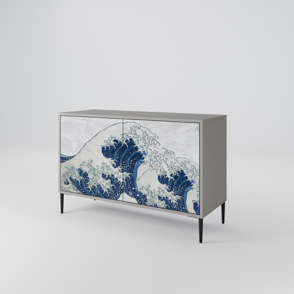 Μπουφές 2 θυρών THE GREAT WAVE AT KANAGAWA σε γκρι φινίρισμα