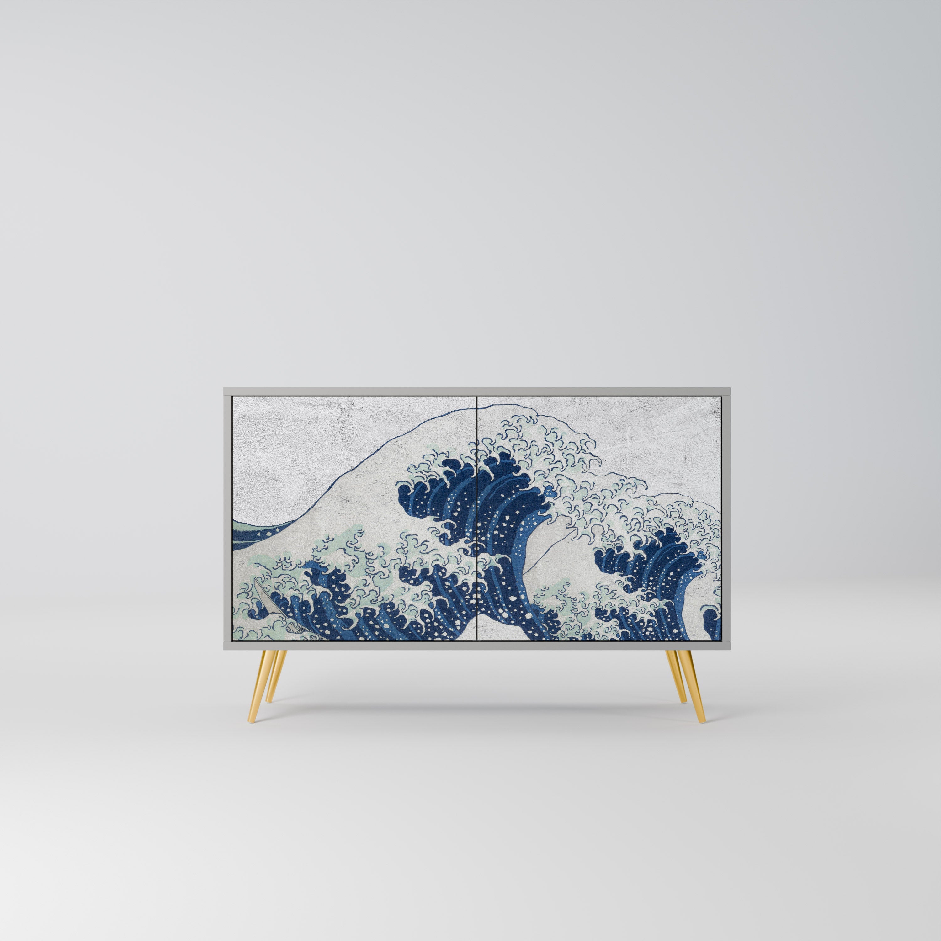 Μπουφές 2 θυρών THE GREAT WAVE AT KANAGAWA σε γκρι φινίρισμα