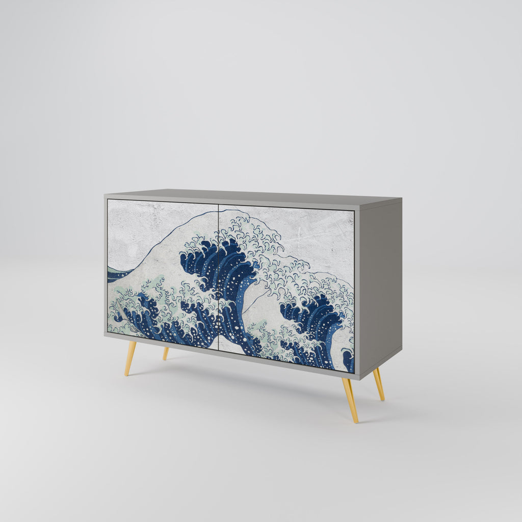 Μπουφές 2 θυρών THE GREAT WAVE AT KANAGAWA σε γκρι φινίρισμα