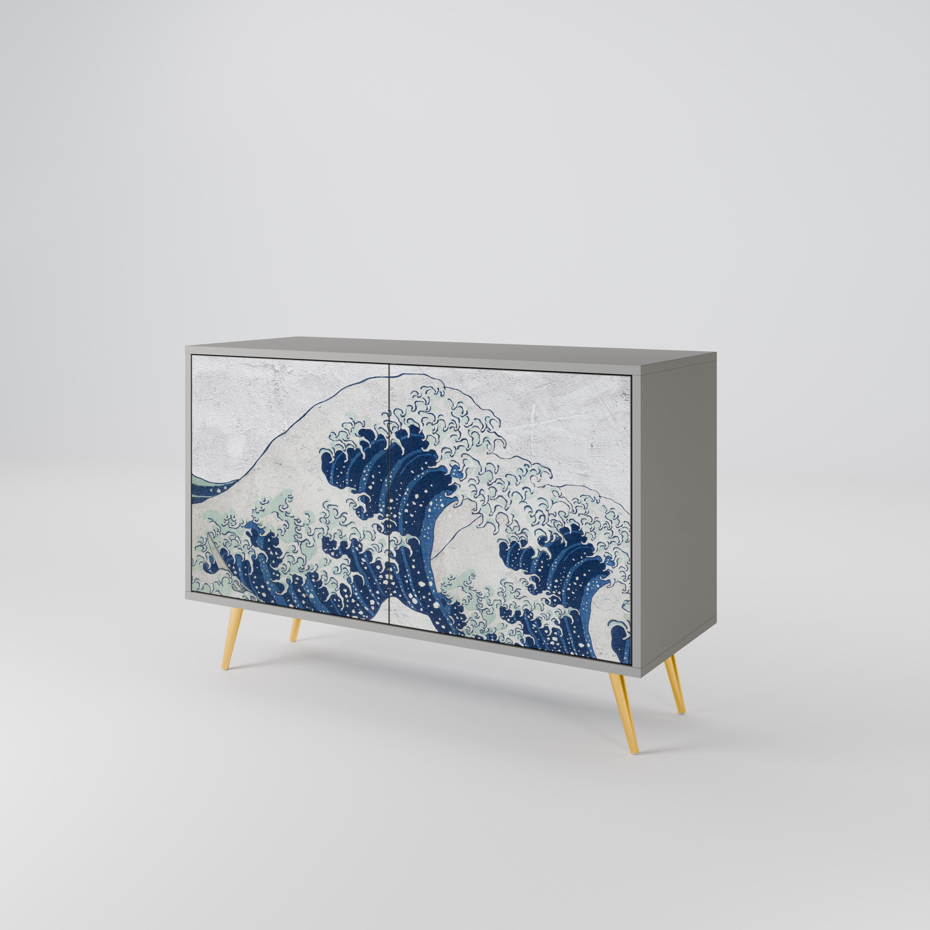 Μπουφές 2 θυρών THE GREAT WAVE AT KANAGAWA σε γκρι φινίρισμα