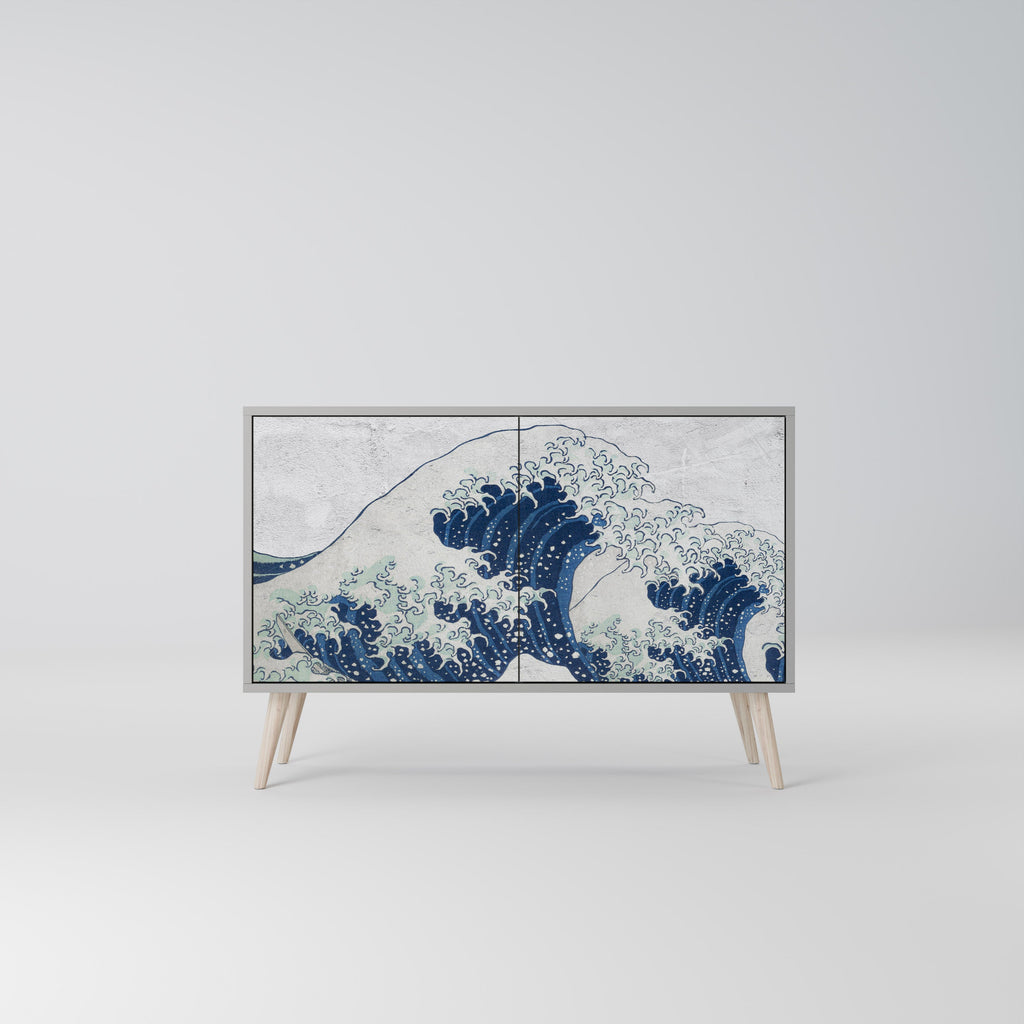 Μπουφές 2 θυρών THE GREAT WAVE AT KANAGAWA σε γκρι φινίρισμα