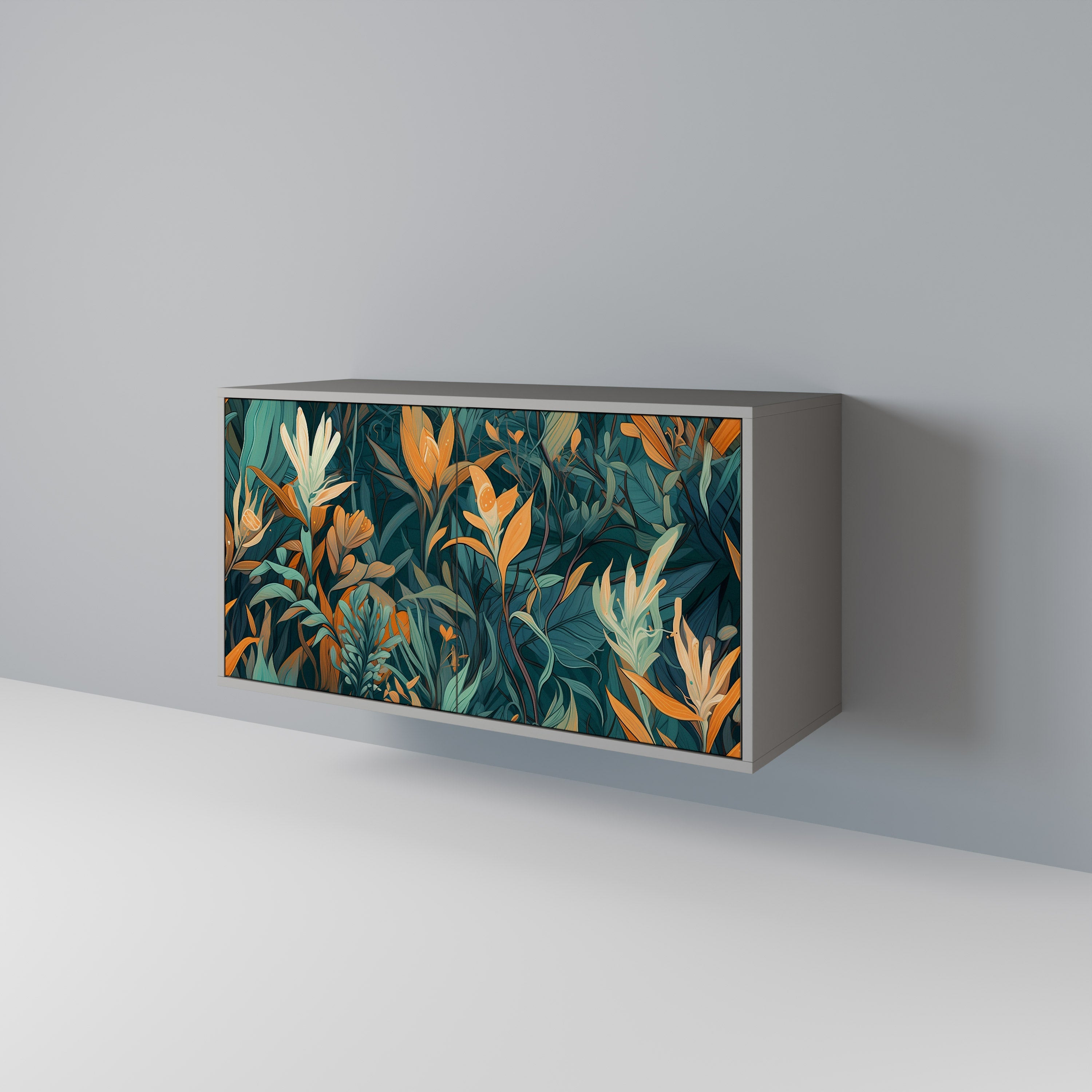Μπουφές FLORAL SERENITY με 2 πόρτες σε γκρι φινίρισμα