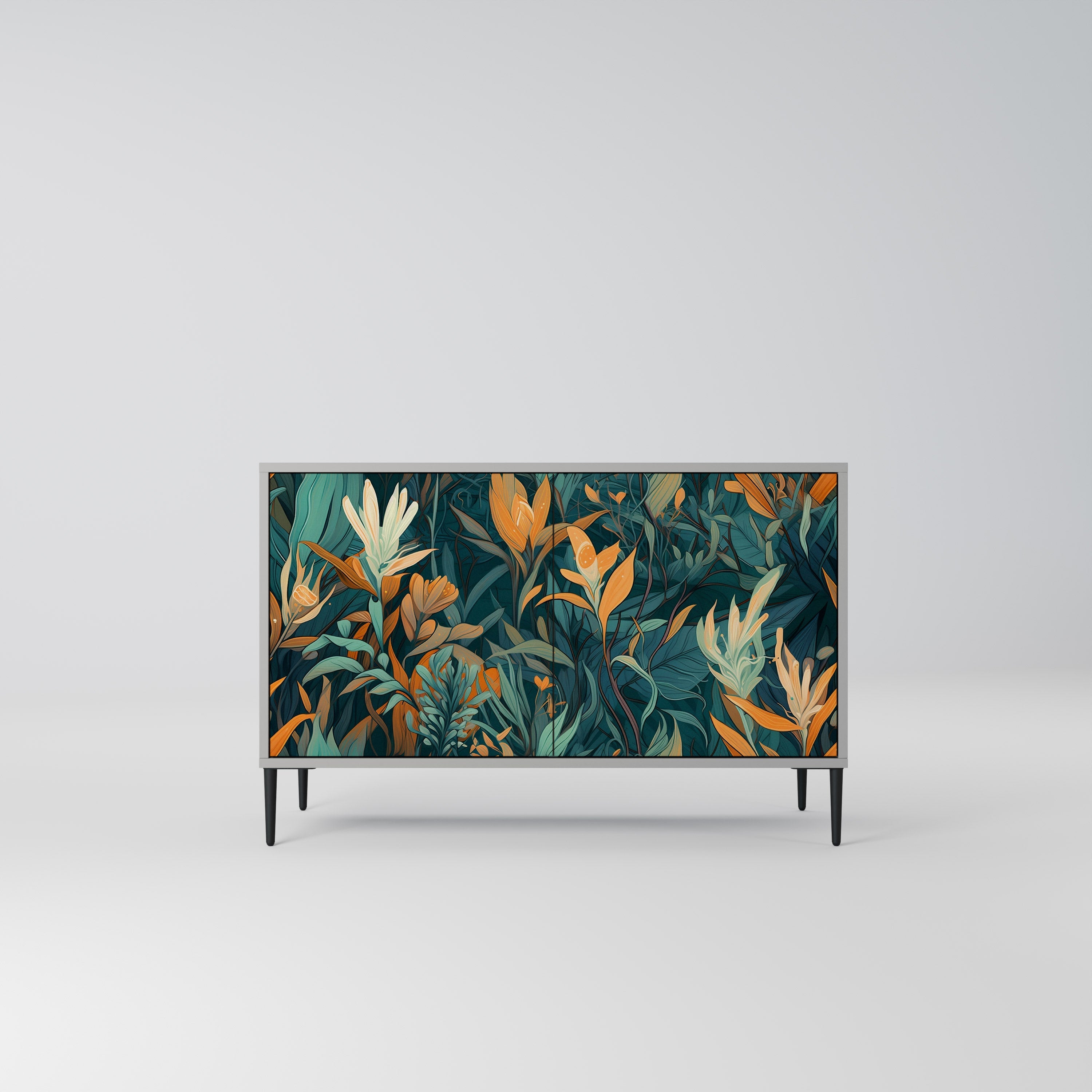 Μπουφές FLORAL SERENITY με 2 πόρτες σε γκρι φινίρισμα