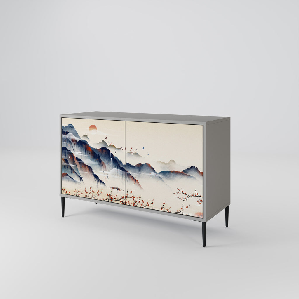 Μπουφές JAPANESE LANDSCAPE με 2 πόρτες σε γκρι φινίρισμα