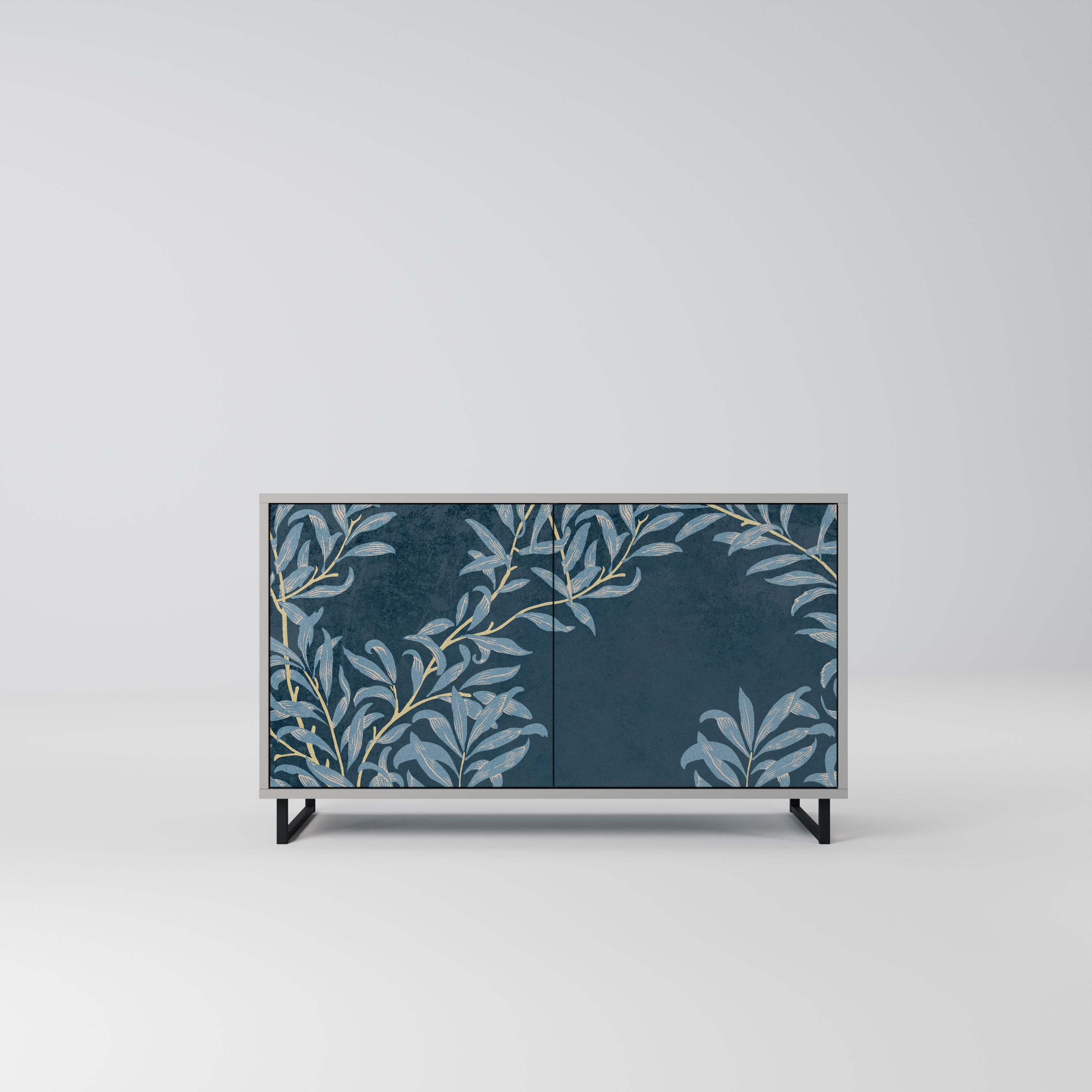 Μπουφές BLUE LEAVES με 2 πόρτες σε γκρι φινίρισμα