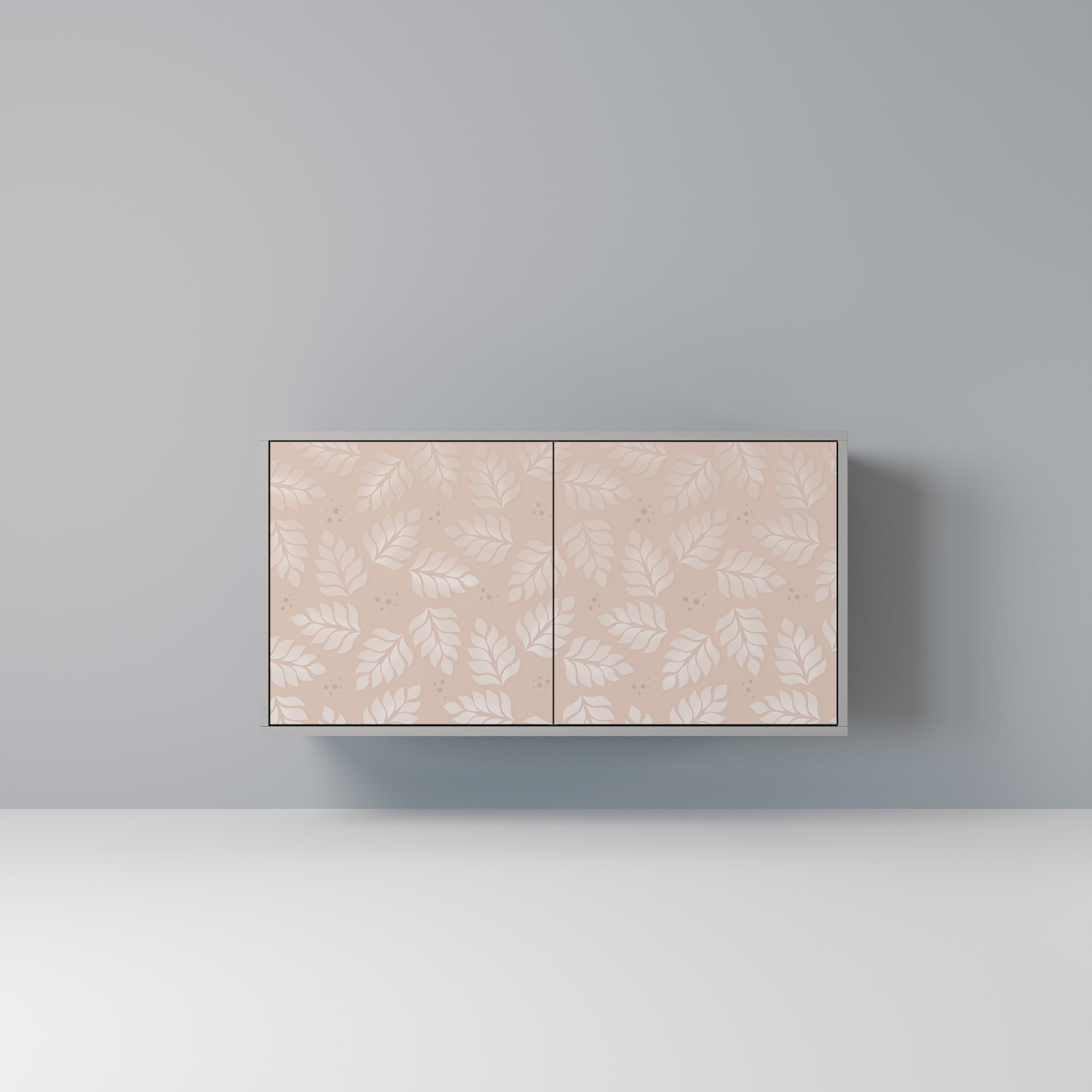 Μπουφές LEAVES ON BEIGE με 2 πόρτες σε γκρι φινίρισμα
