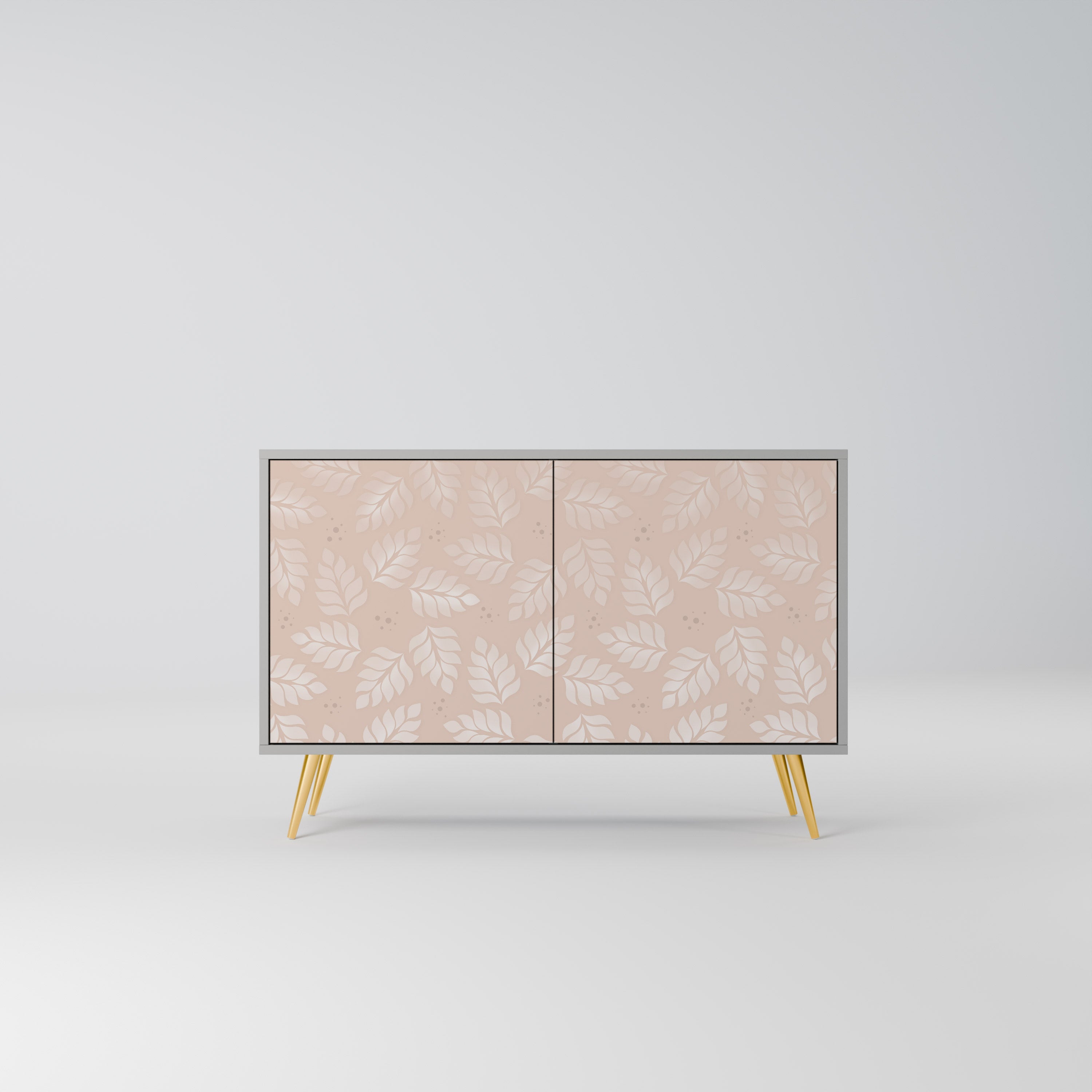 Μπουφές LEAVES ON BEIGE με 2 πόρτες σε γκρι φινίρισμα