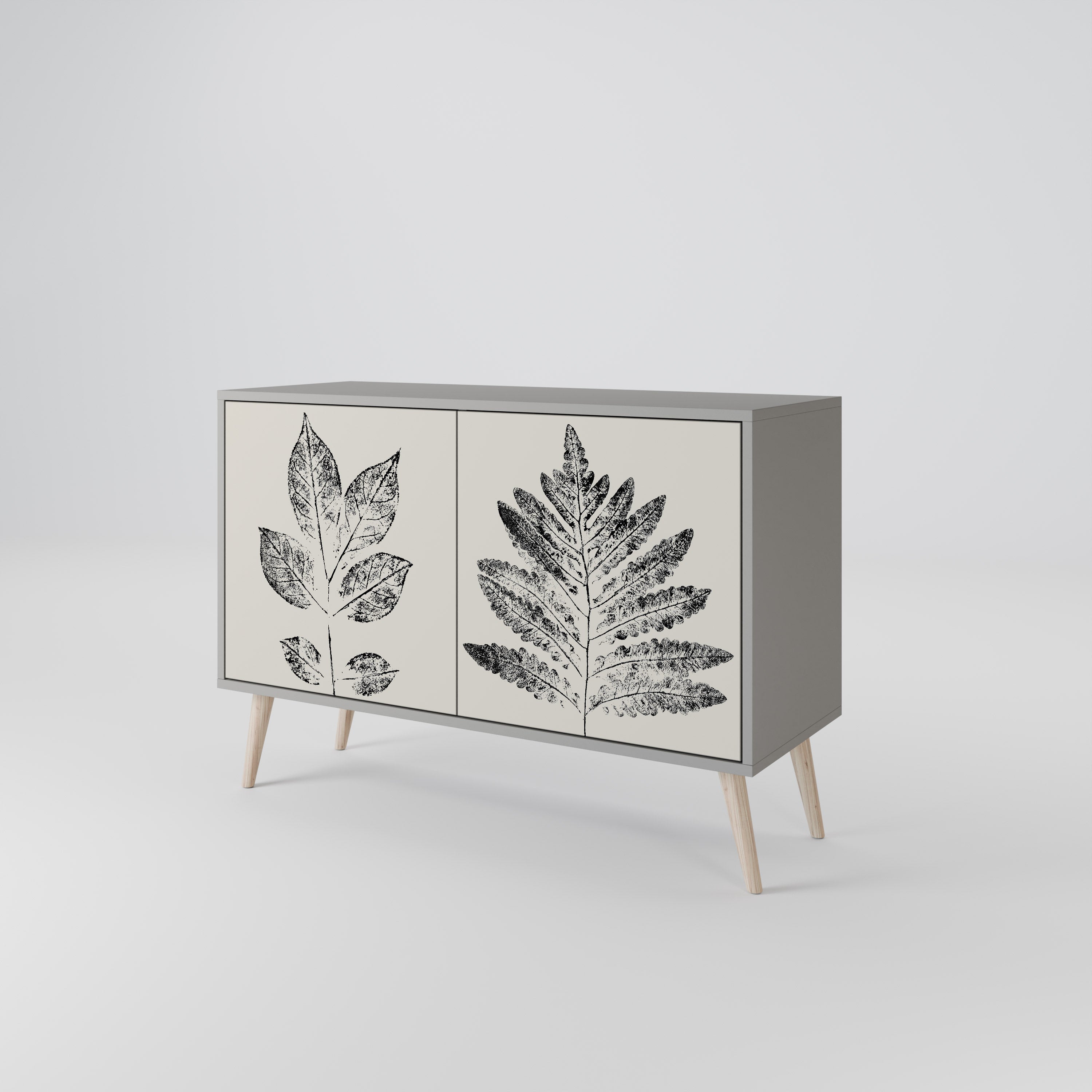 Μπουφές LEAFY STAMPS με 2 πόρτες σε γκρι φινίρισμα