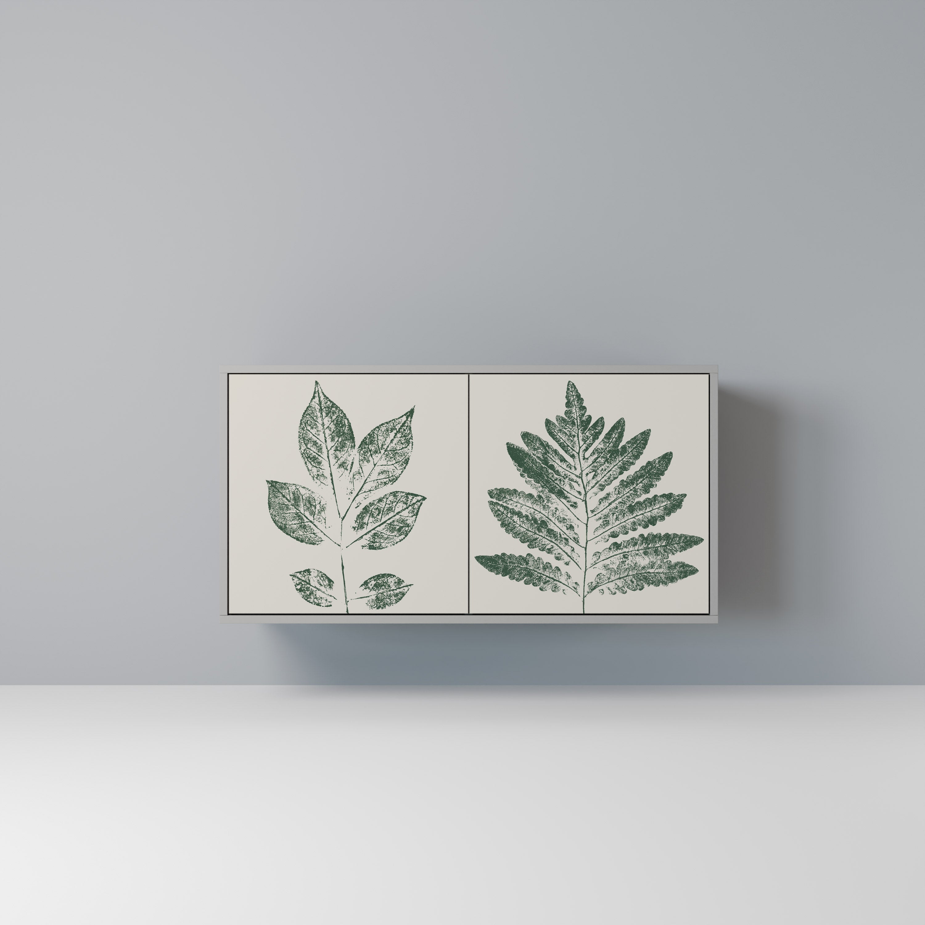 Μπουφές GREEN LEAFY STAMPS με 2 πόρτες σε γκρι φινίρισμα