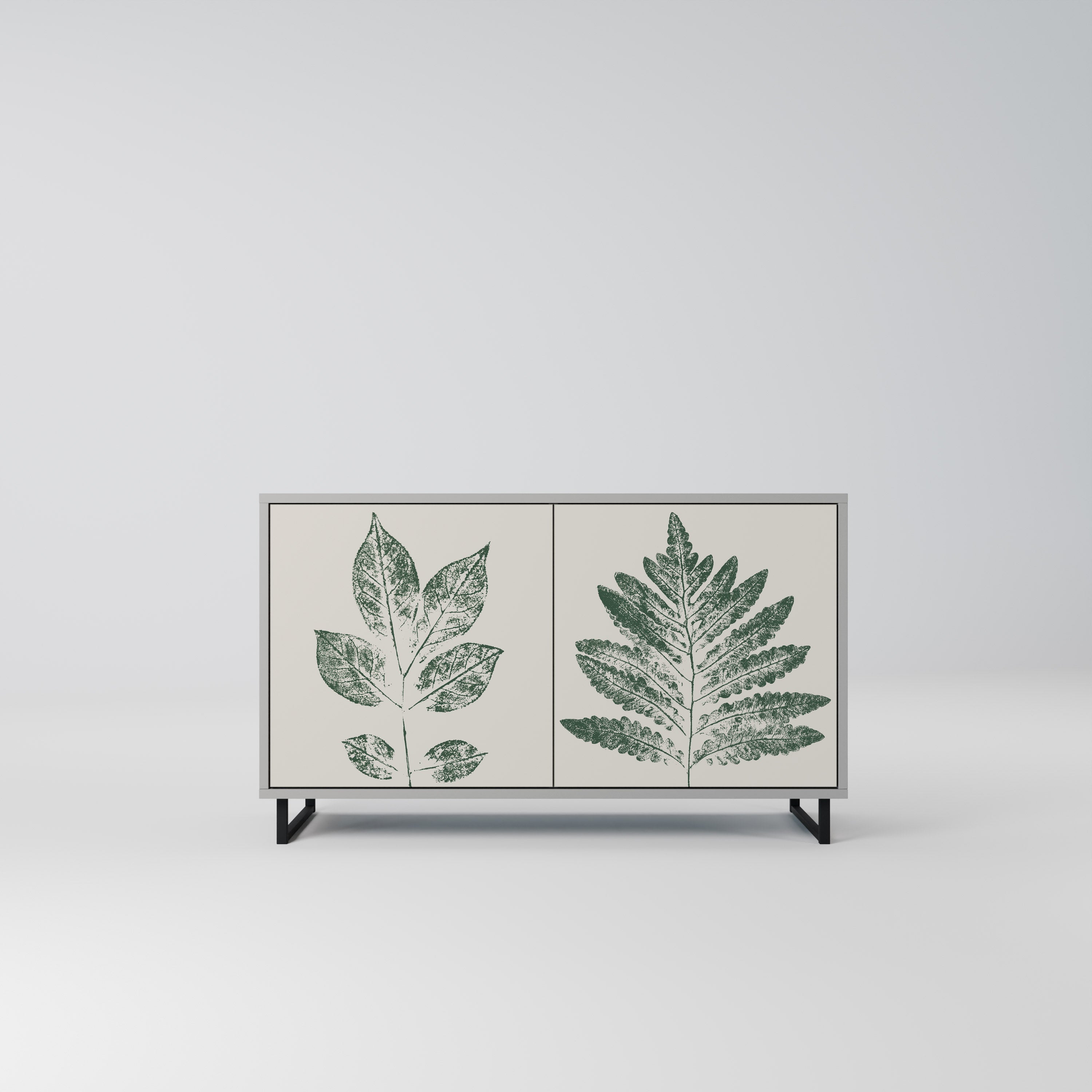 Μπουφές GREEN LEAFY STAMPS με 2 πόρτες σε γκρι φινίρισμα