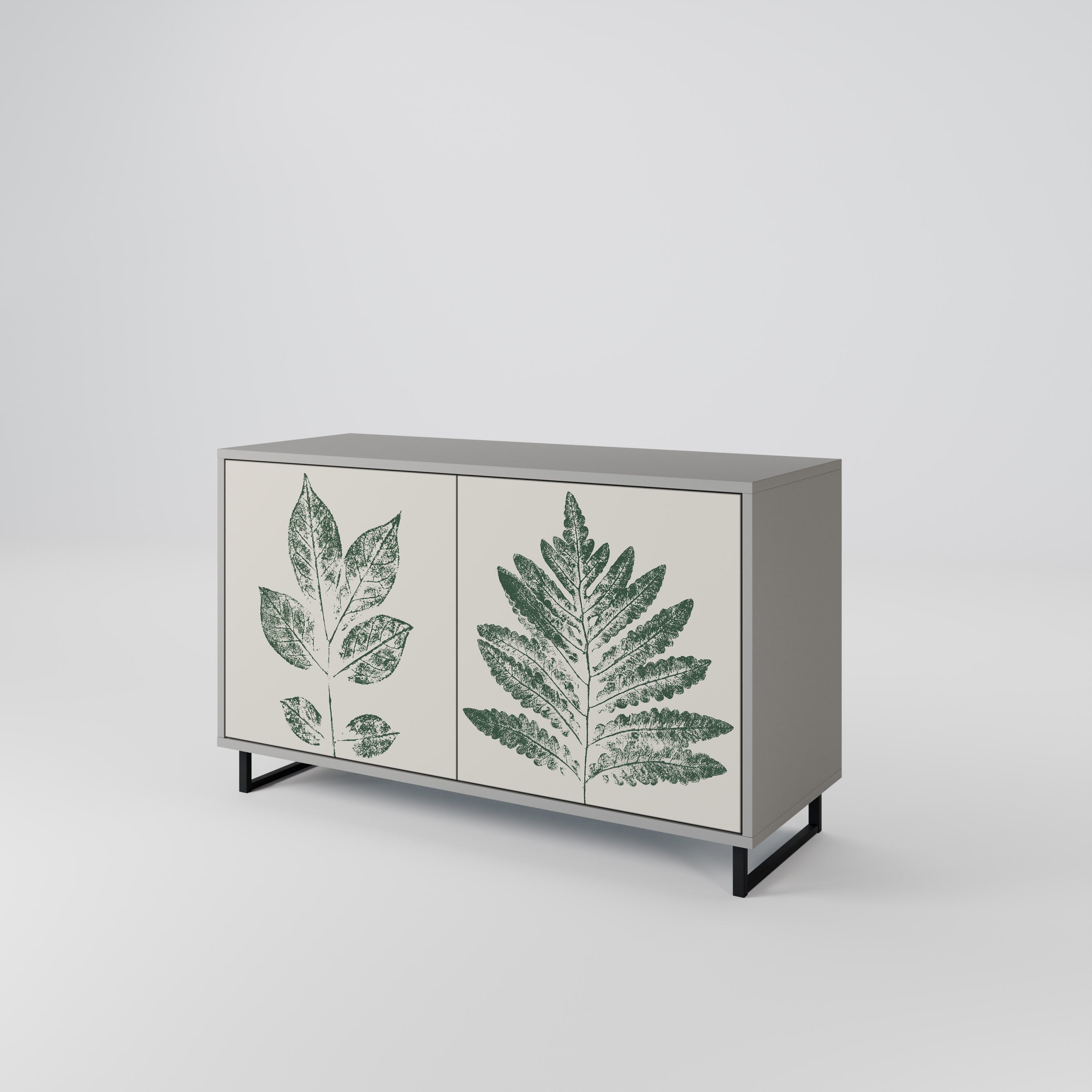 Μπουφές GREEN LEAFY STAMPS με 2 πόρτες σε γκρι φινίρισμα