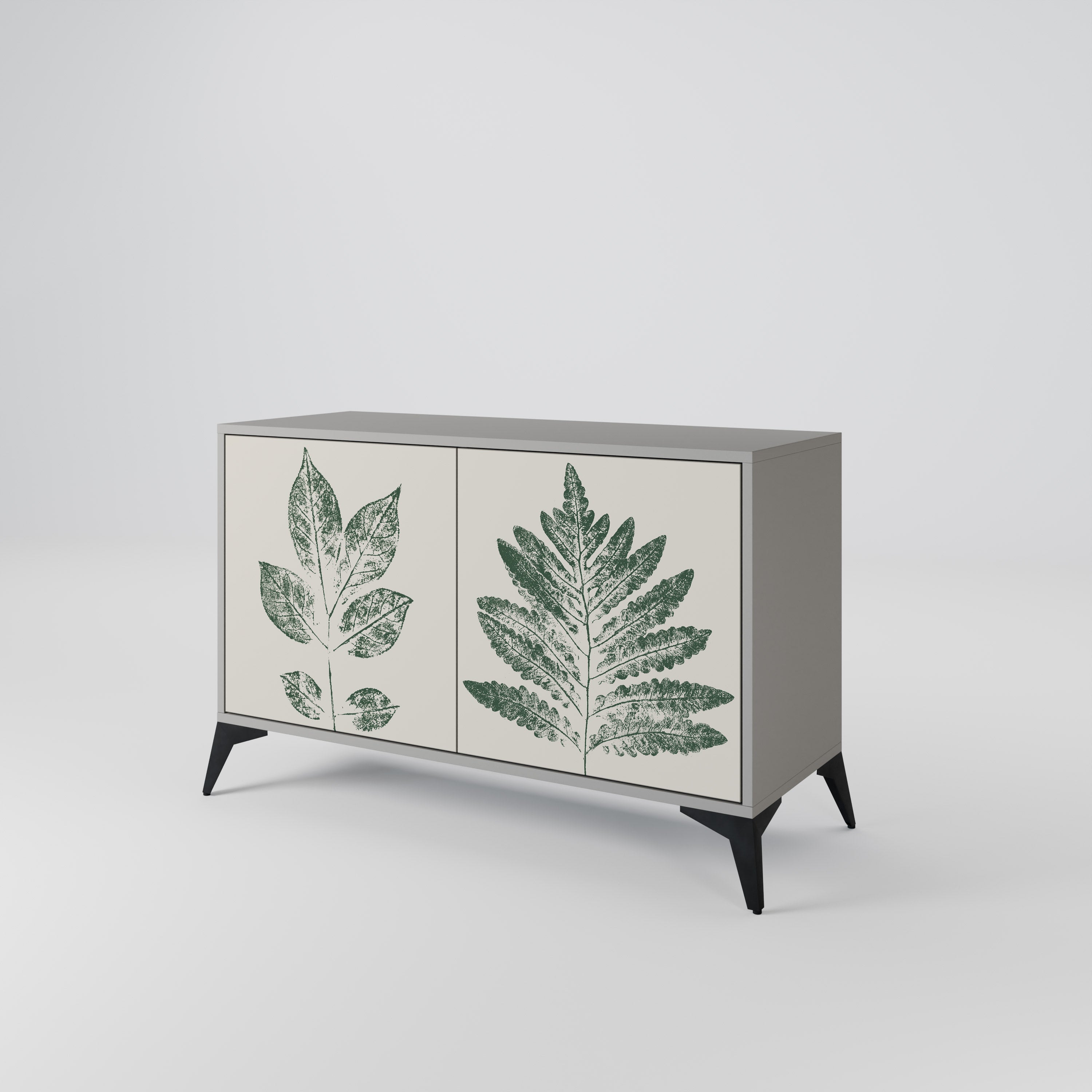 Μπουφές GREEN LEAFY STAMPS με 2 πόρτες σε γκρι φινίρισμα